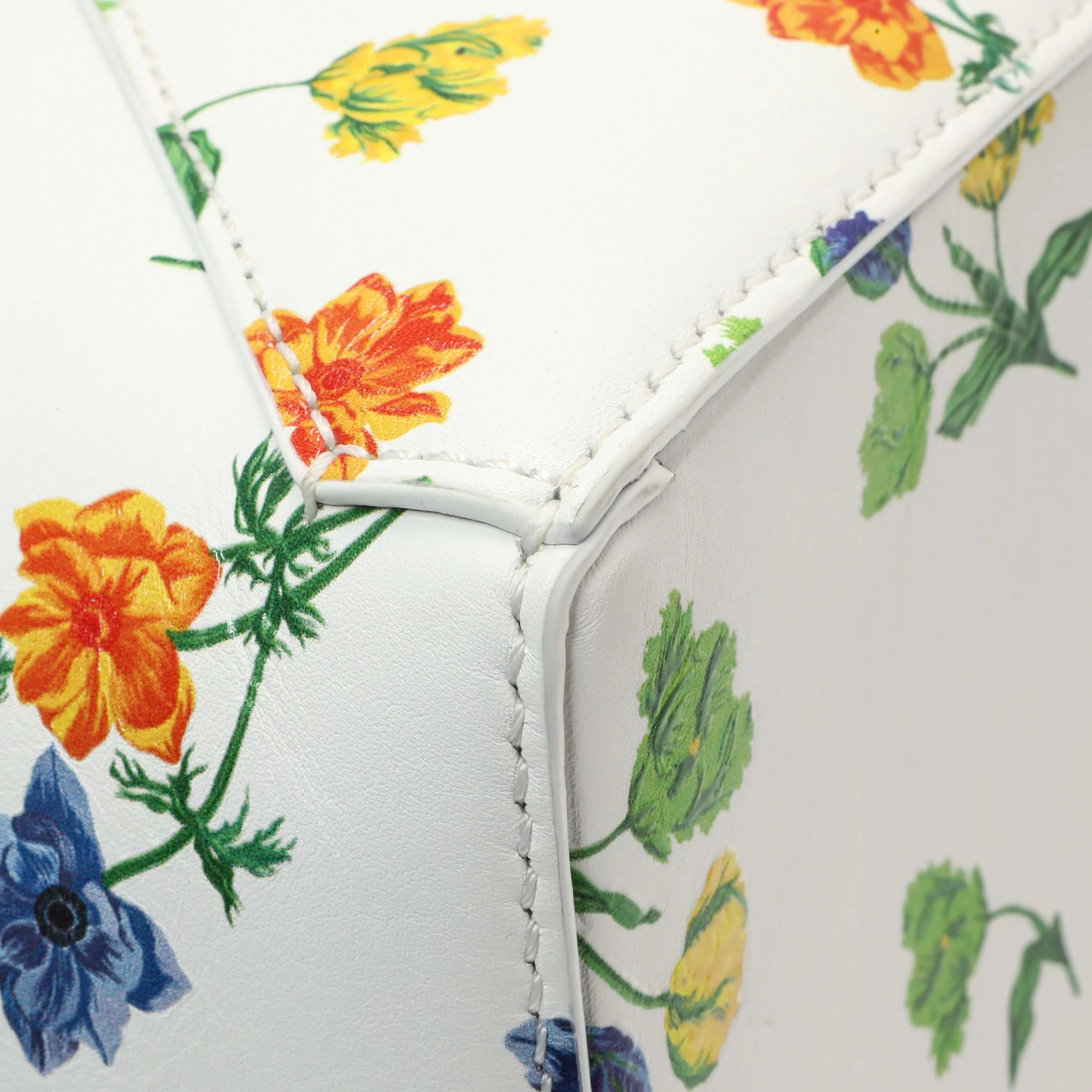 Loewe White Flower Print Calfskin Small Puzzle Edge Bag - Image 6