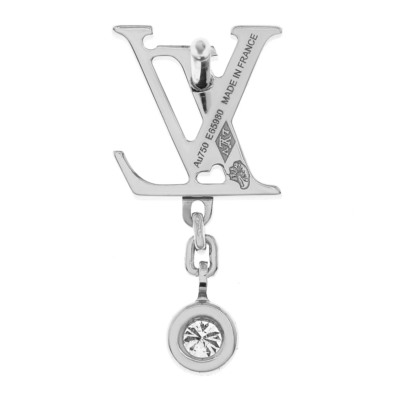 Louis Vuitton 18K White Gold Diamond Idylle Blossom LV Ear Stud - Image 2
