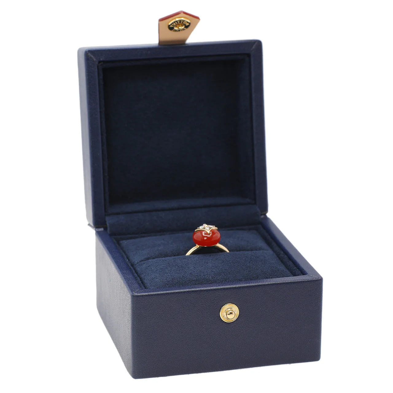 Louis Vuitton 18K Yellow Gold Cornelian Diamond Color Blossom Ring - Image 4