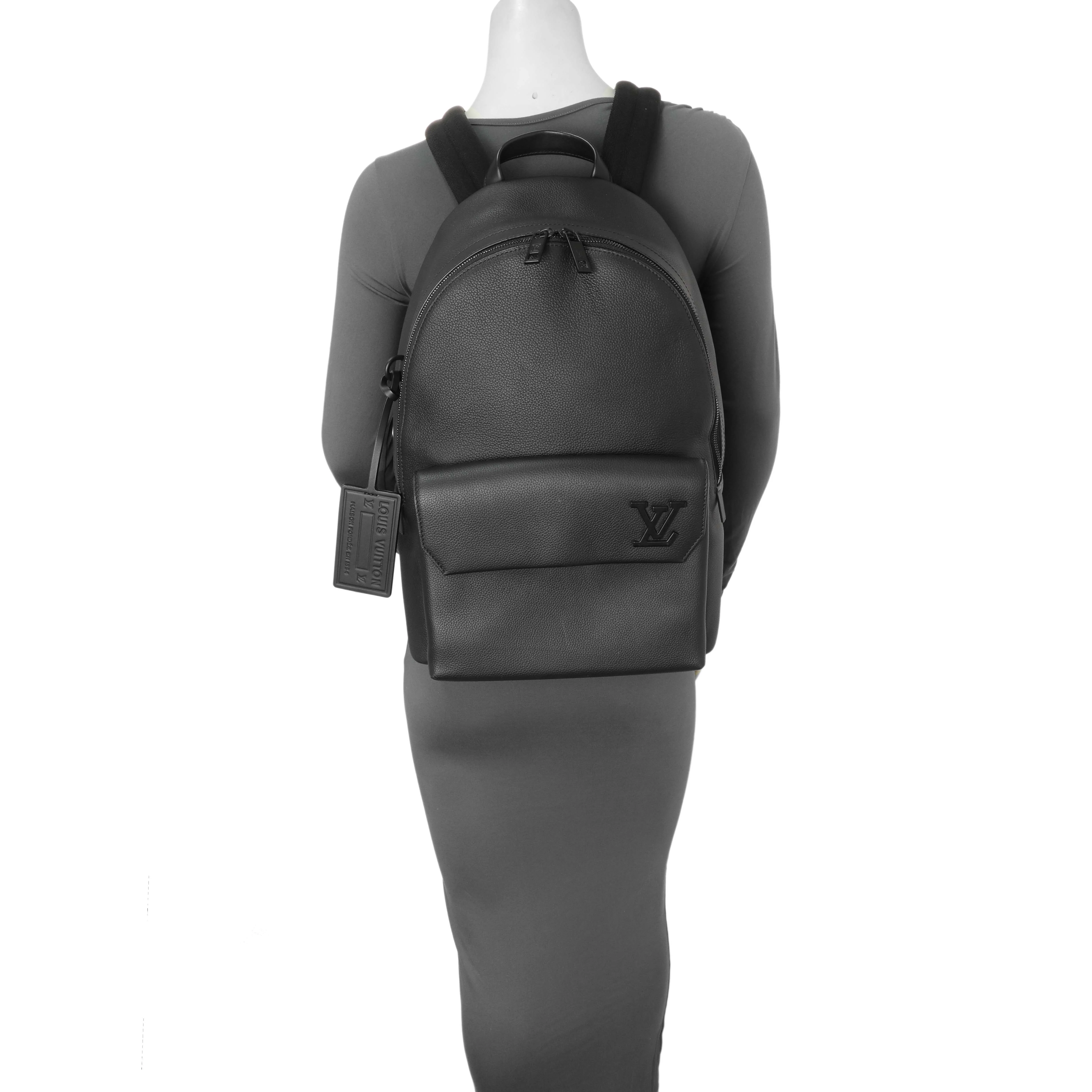 Louis Vuitton Black Grained Calfskin Aerogram Takeoff Backpack - Image 10