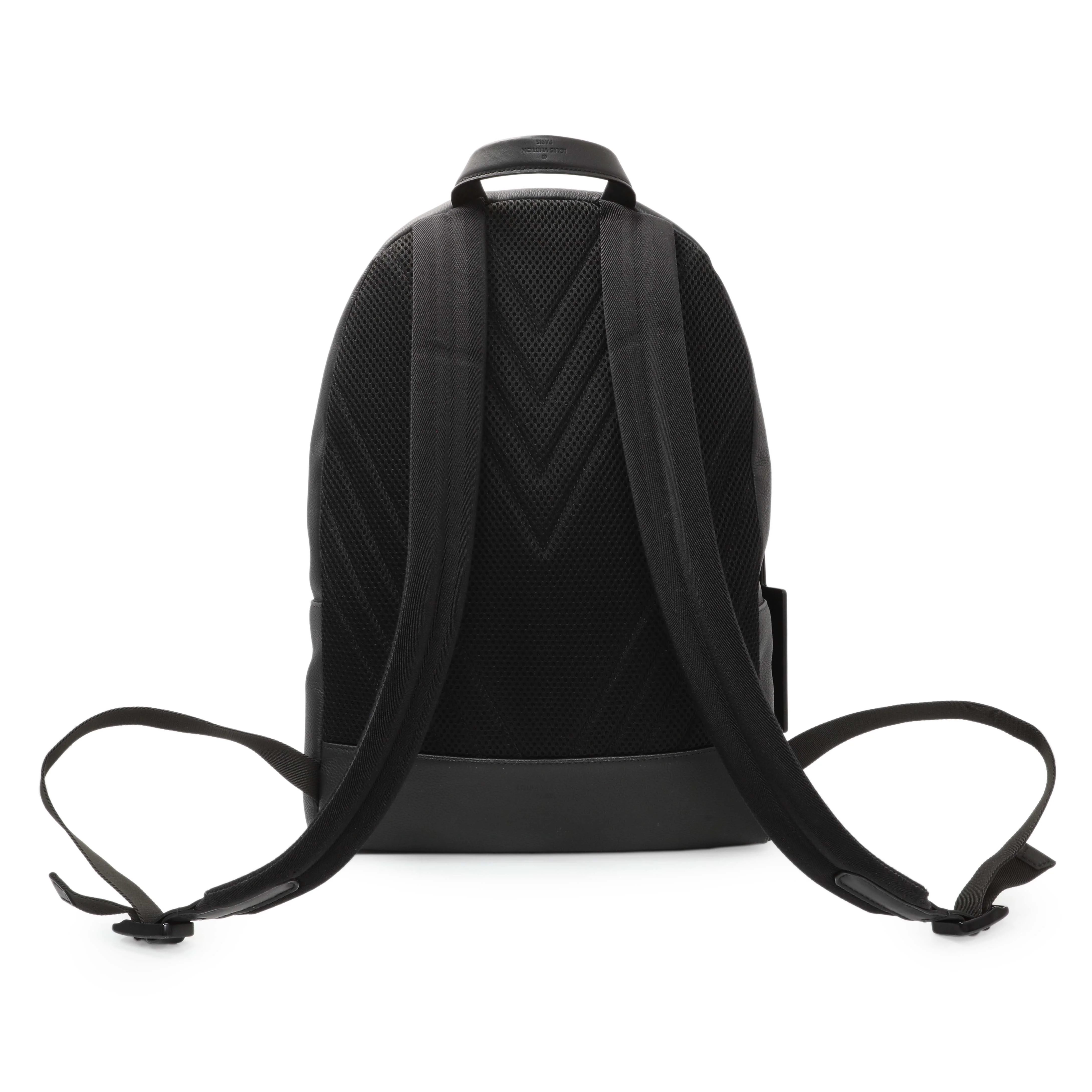 Louis Vuitton Black Grained Calfskin Aerogram Takeoff Backpack - Image 2