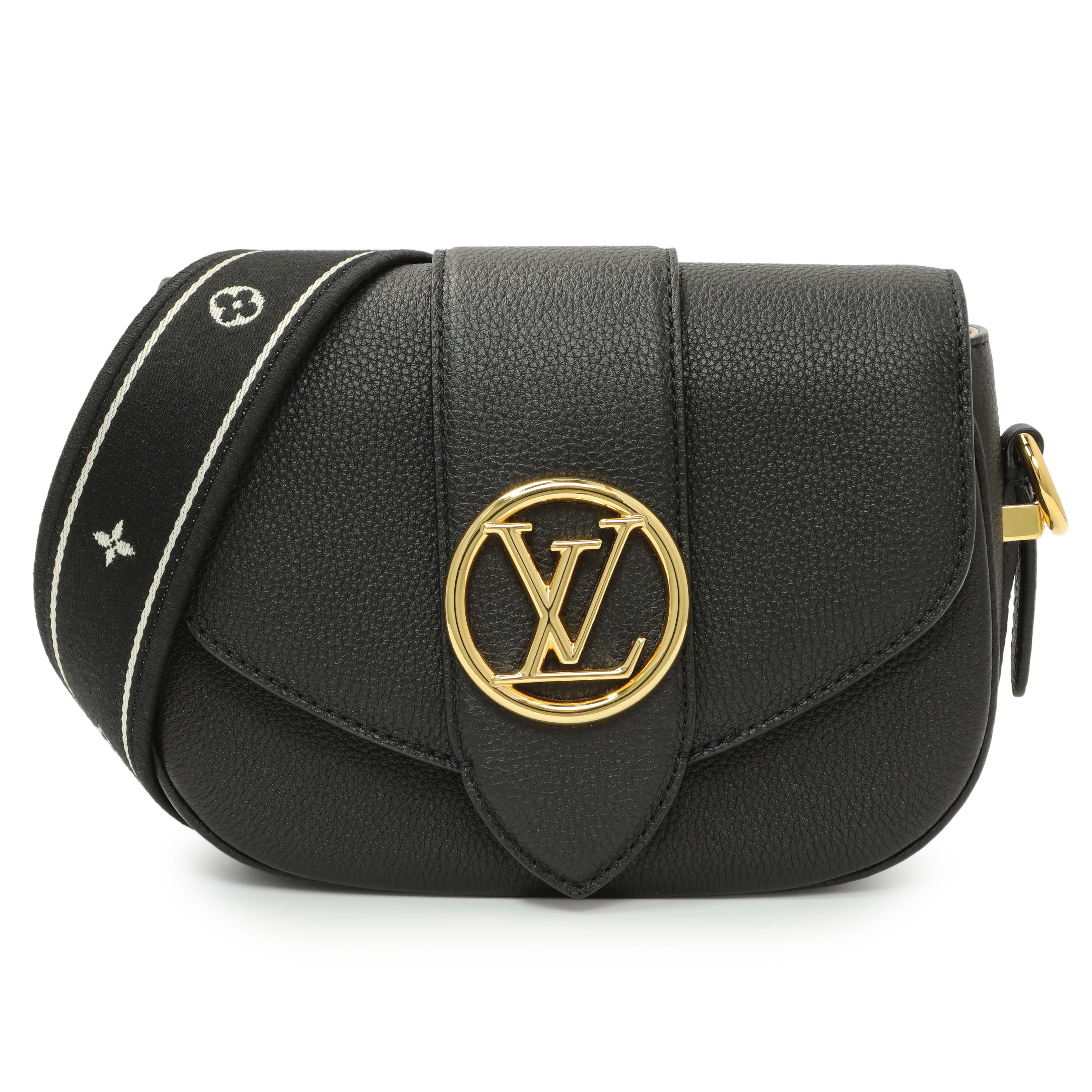 Louis Vuitton Black Grained Calfskin LV Pont 9 Soft MM