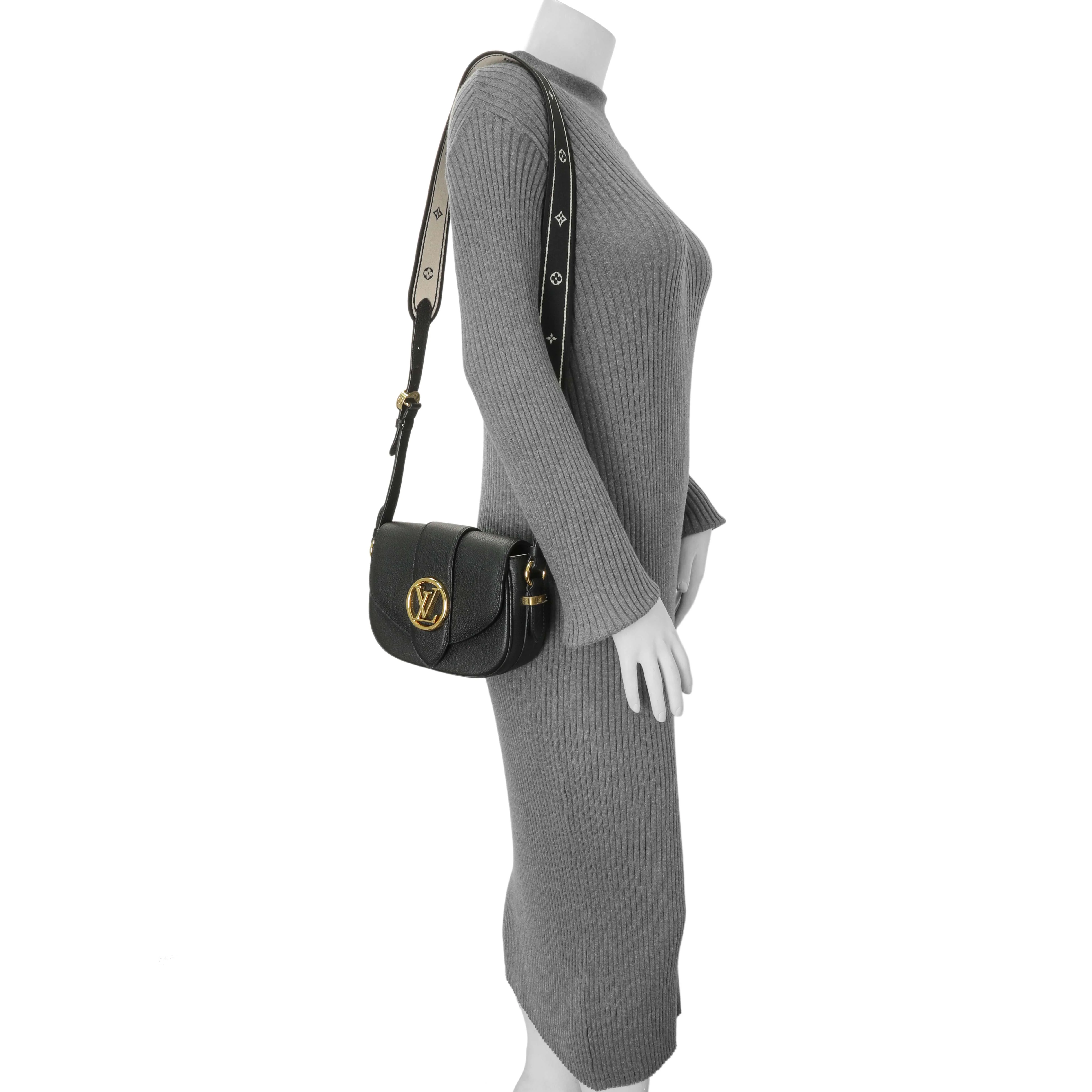 Louis Vuitton Black Grained Calfskin LV Pont 9 Soft MM - Image 6