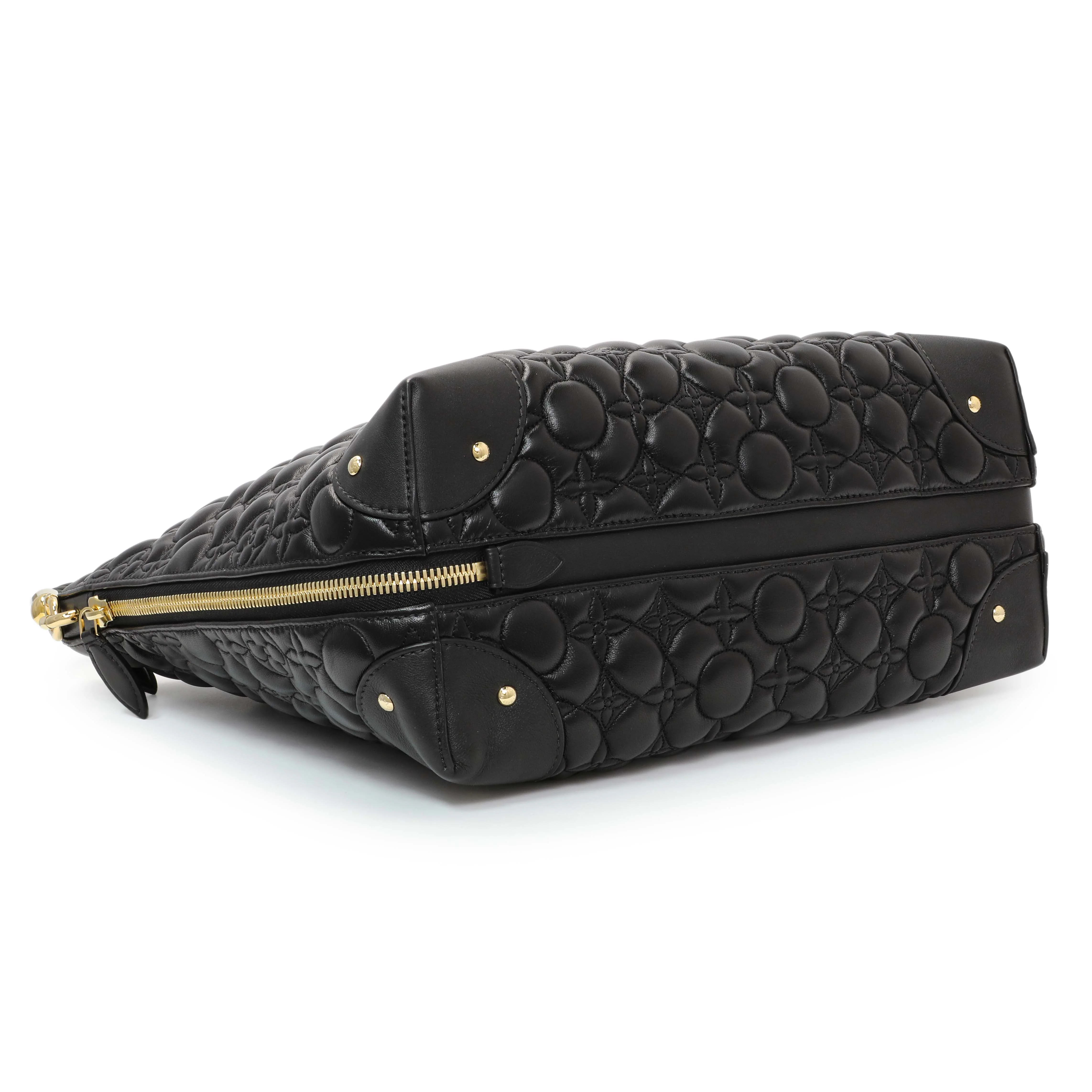 Louis Vuitton Black Lambskin Quilted Flowers Triangle Softy - Image 3