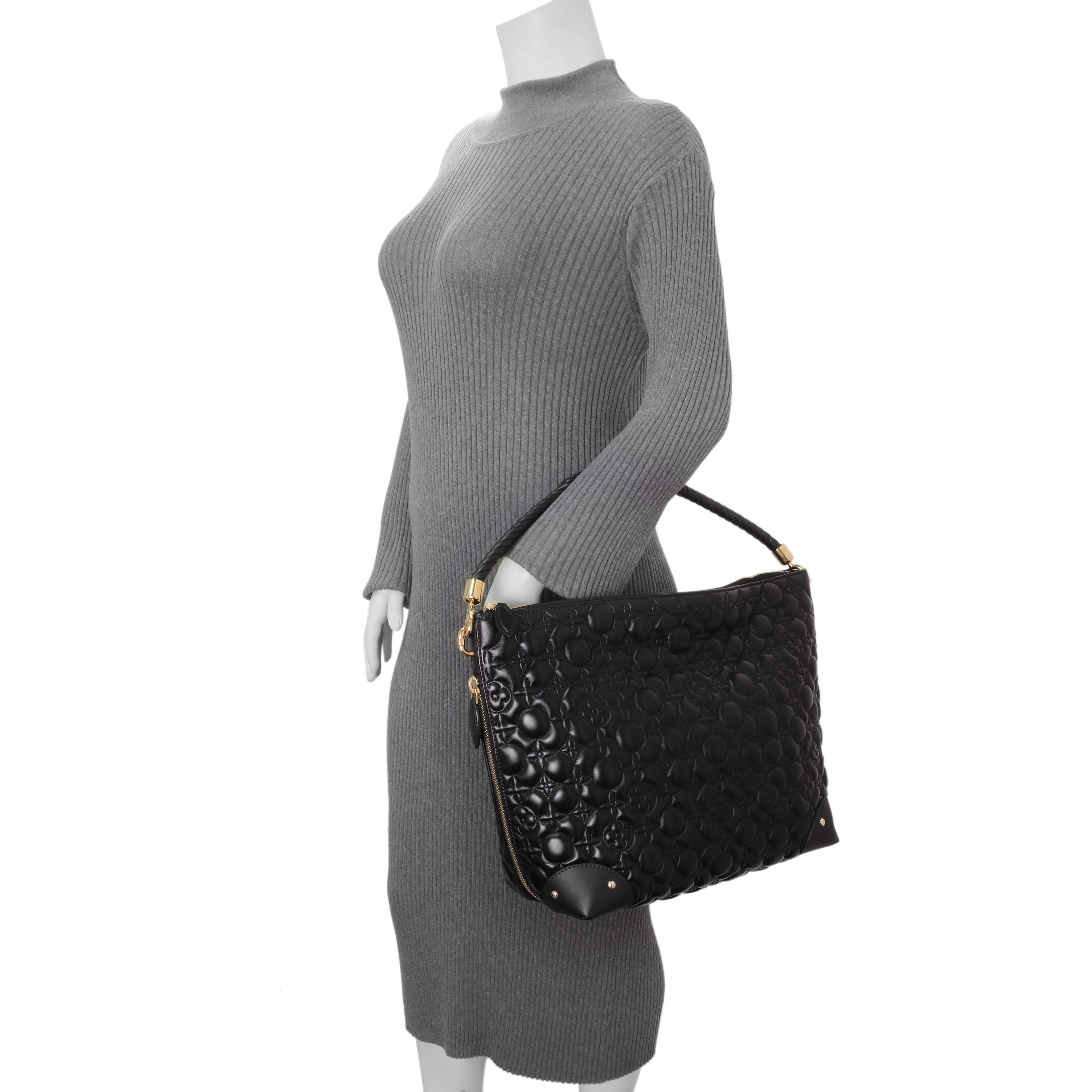Louis Vuitton Black Lambskin Quilted Flowers Triangle Softy - Image 7