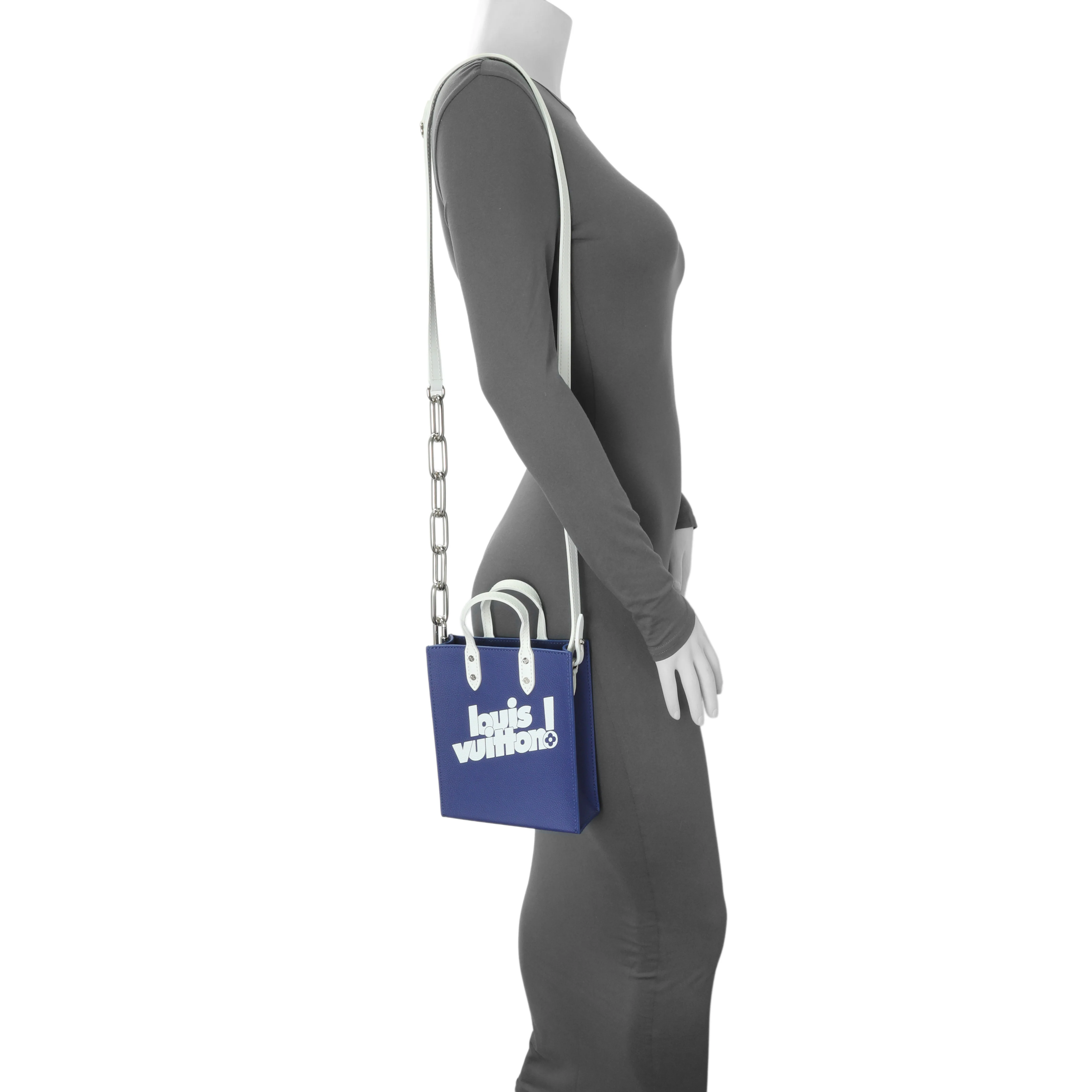 Louis Vuitton Blue Calfskin Virgil Abloh Sac Plat XS - Image 10