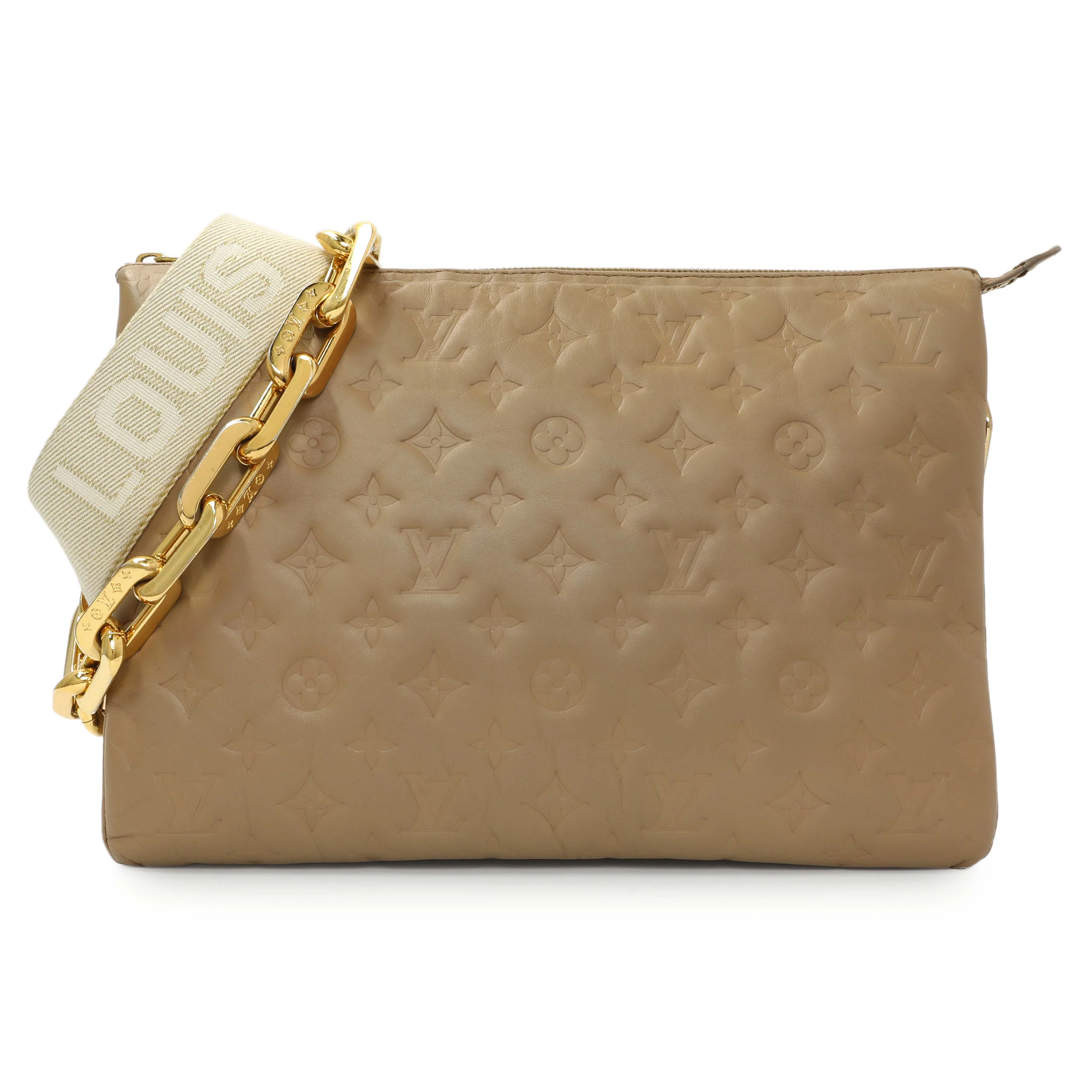 Louis Vuitton Camel Monogram Embossed Lambskin Coussin MM