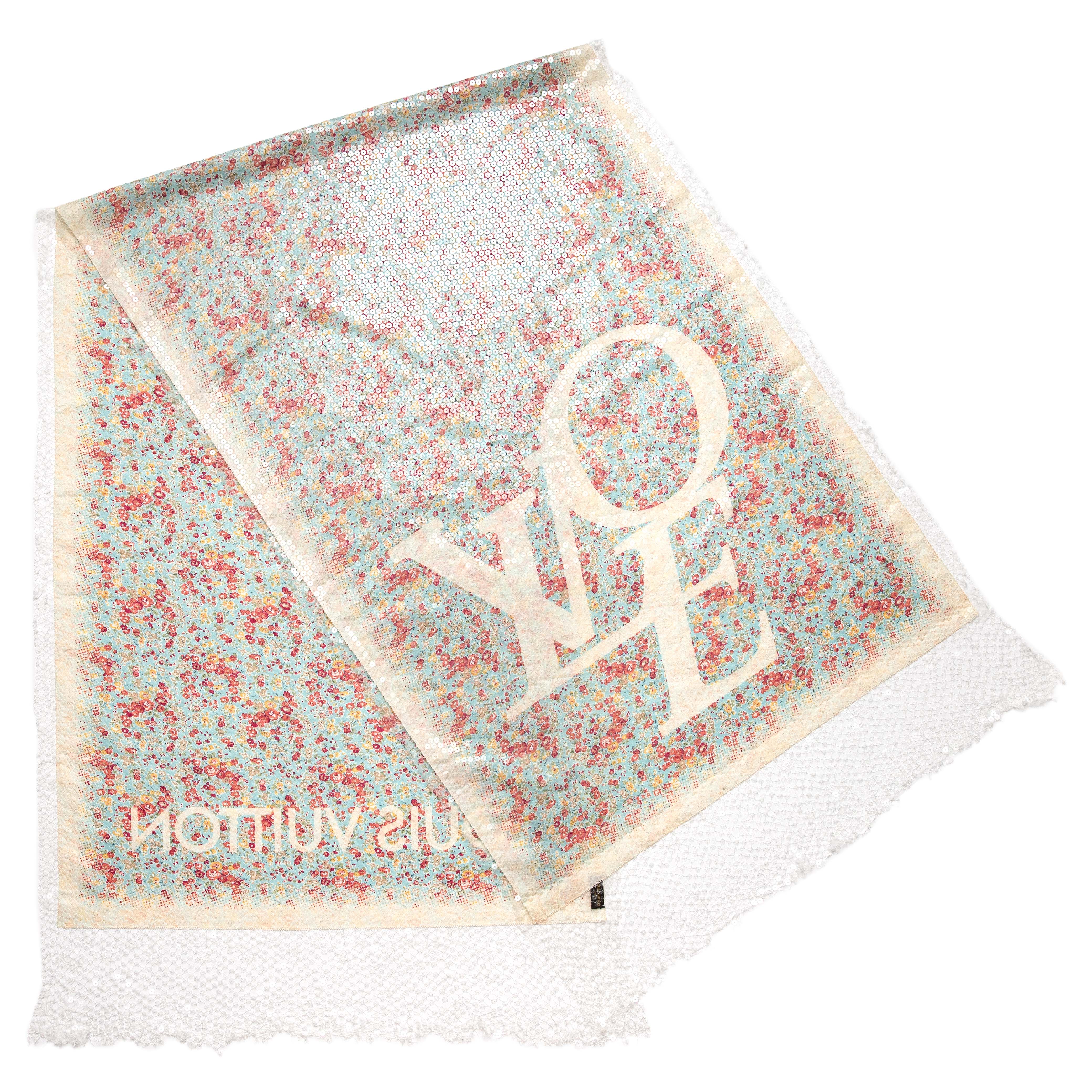 Louis Vuitton Cotton Sequin 'LOVE' Floral Stole