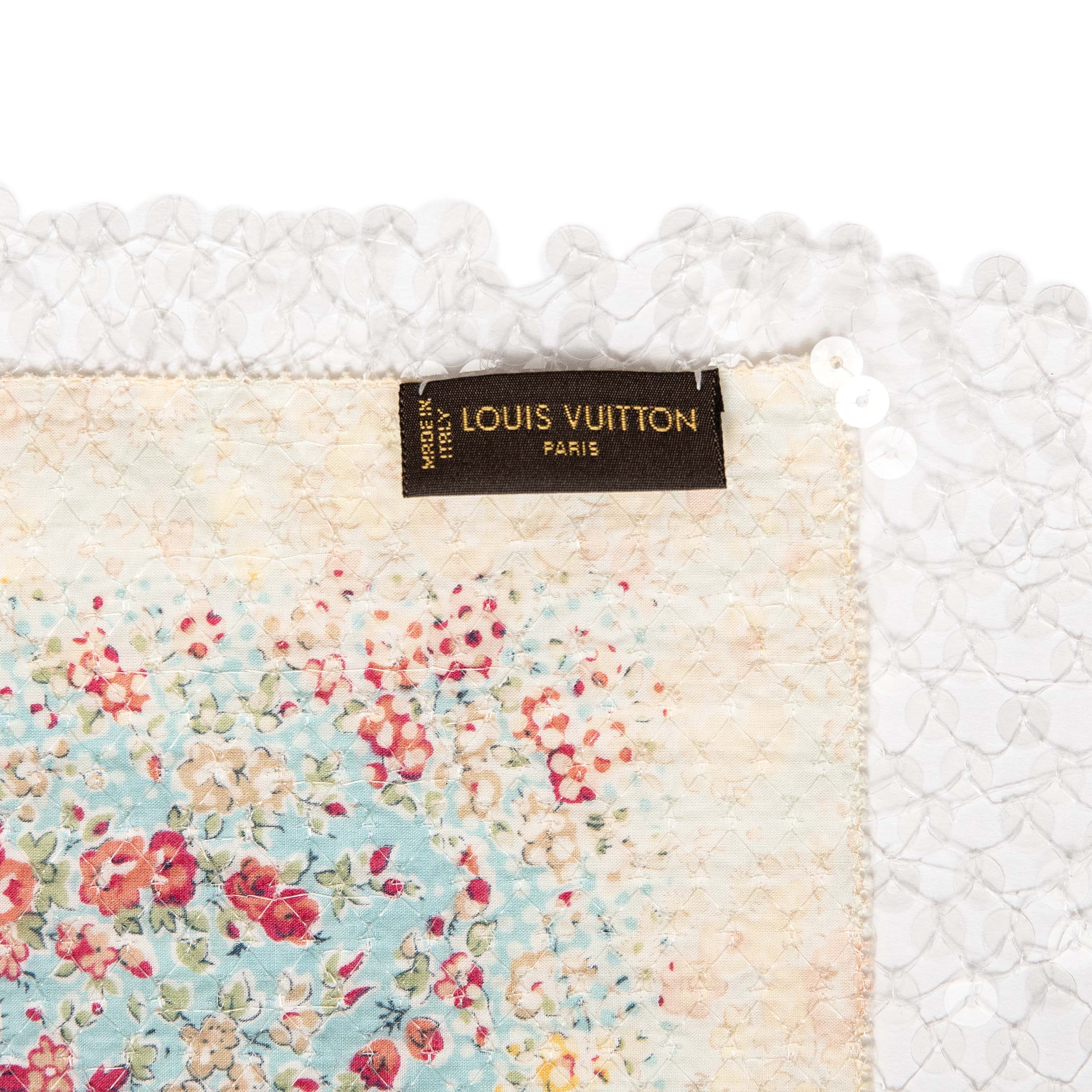 Louis Vuitton Cotton Sequin 'LOVE' Floral Stole - Image 3