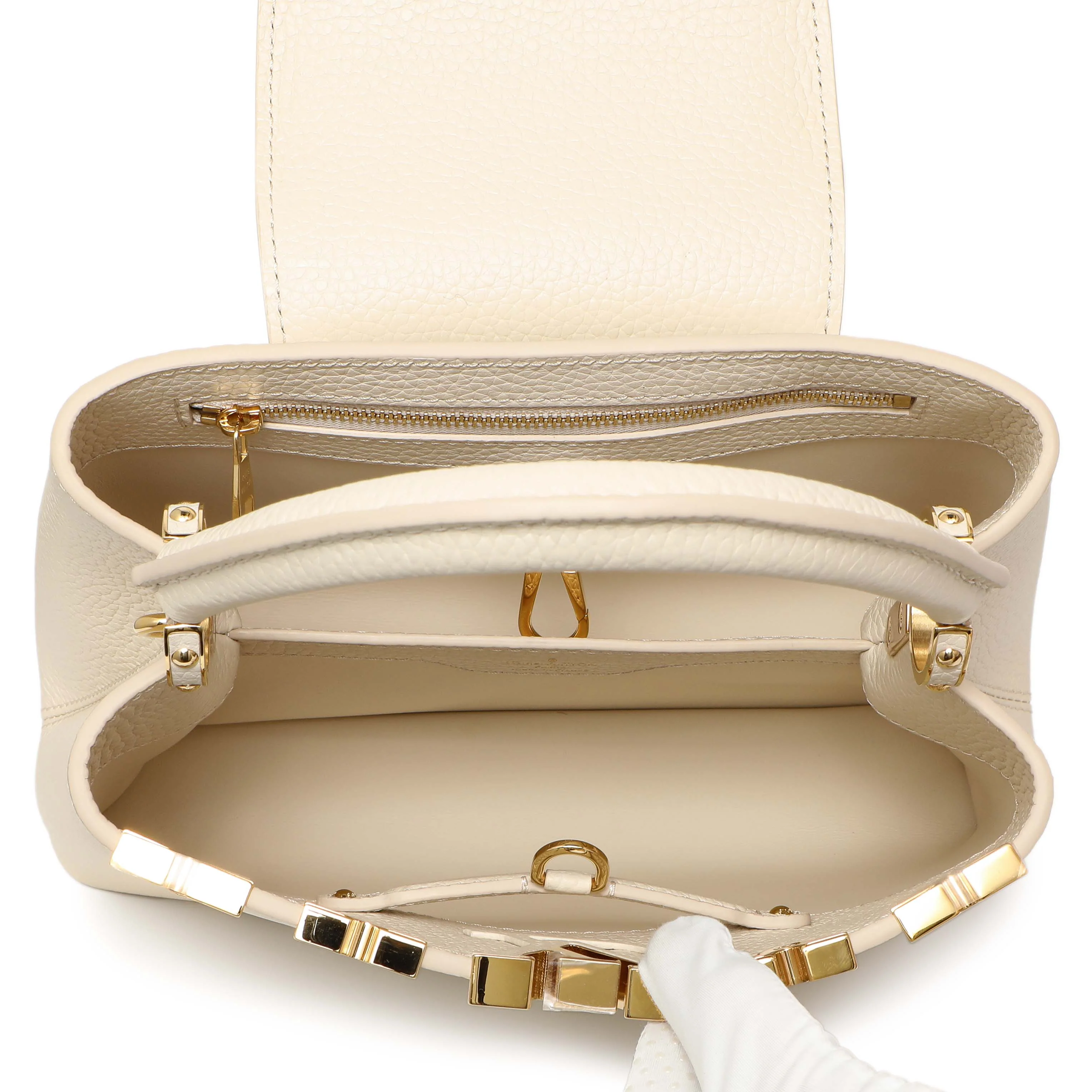 Louis Vuitton Creme Nacre Taurillon Flower Crown Capucines BB - Image 4