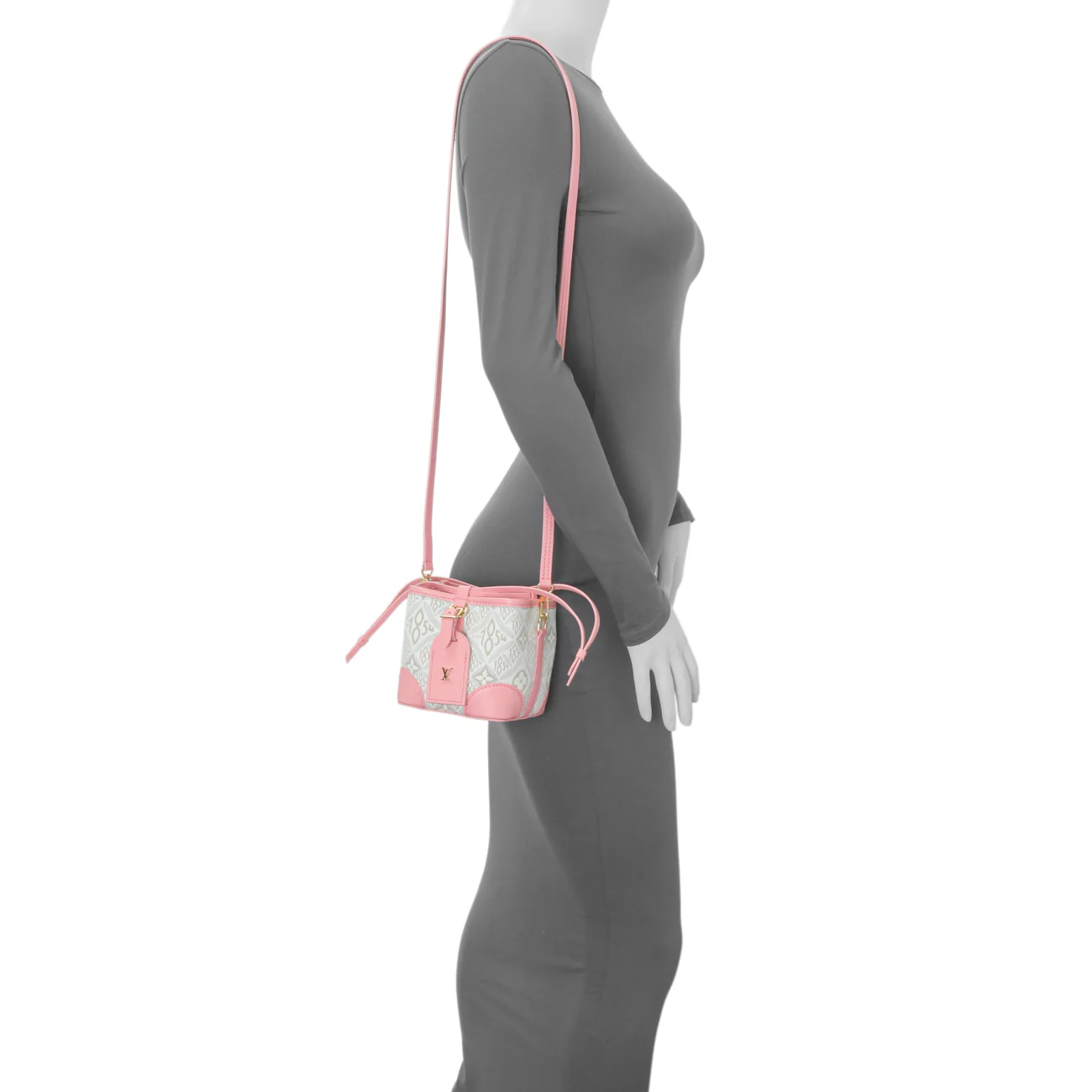 Louis Vuitton Ecru Beige Pink Jacquard Since 1854 Noe Purse - Image 6