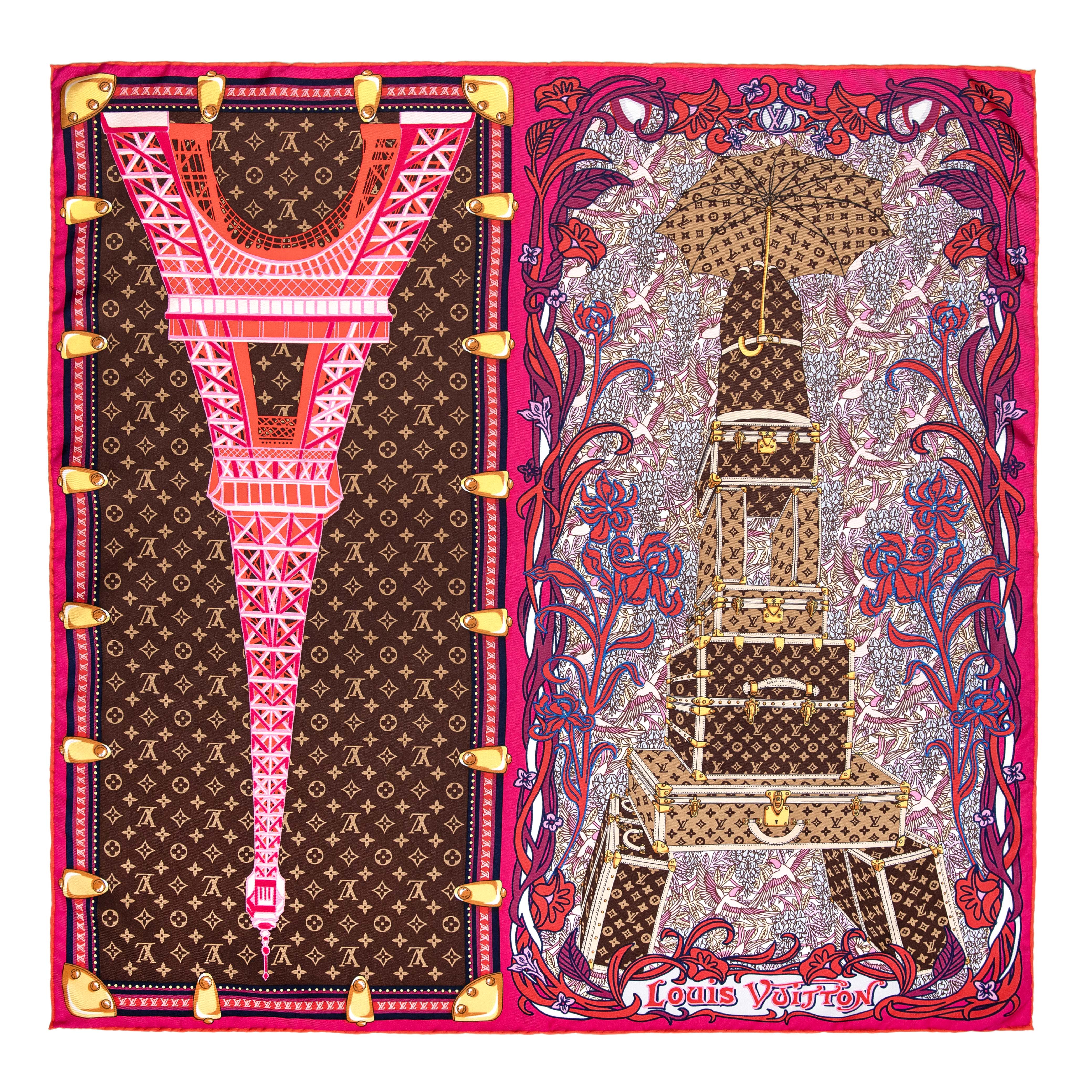 Louis Vuitton Fuchsia Silk Louis A Paris Square Scarf - Image 2