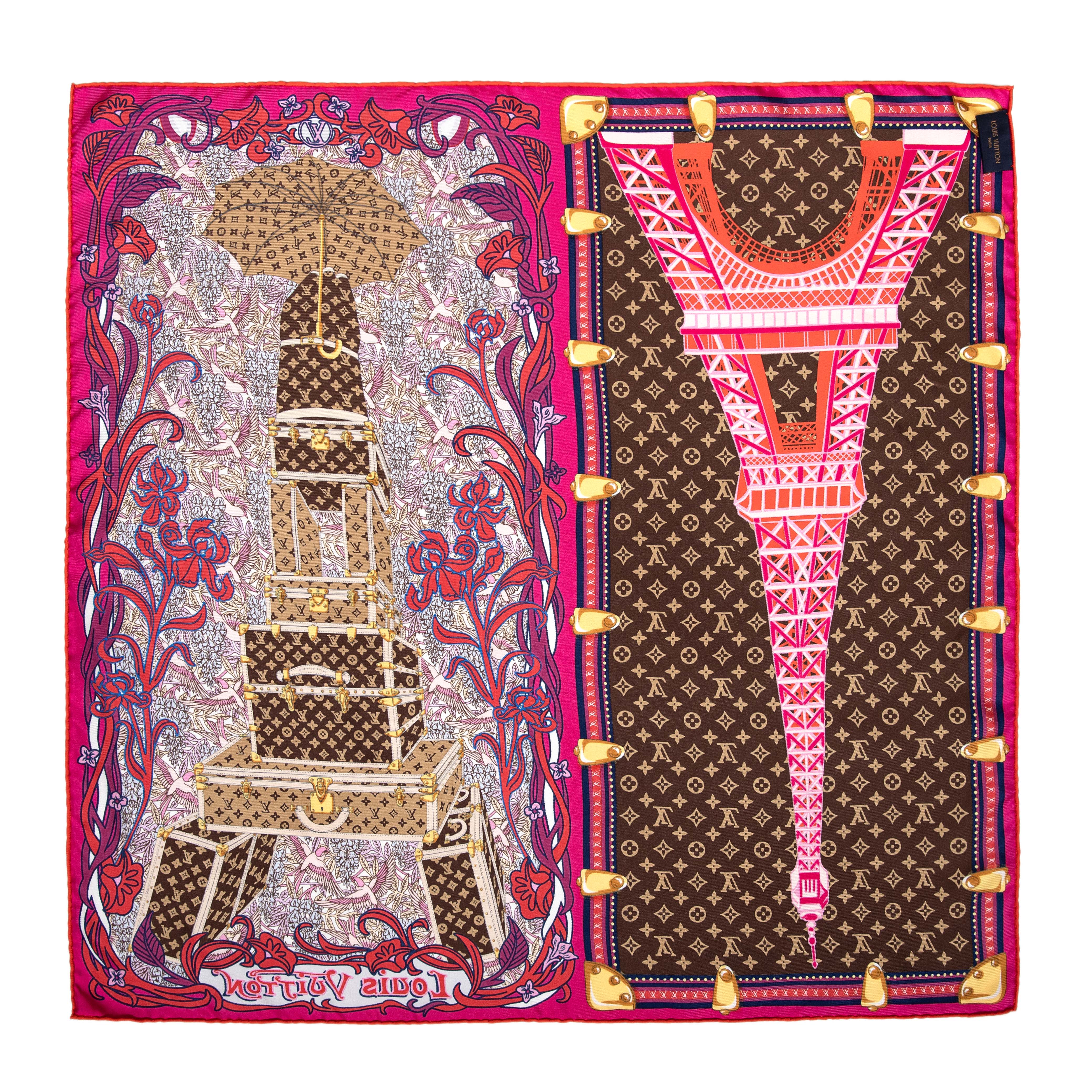 Louis Vuitton Fuchsia Silk Louis A Paris Square Scarf - Image 3