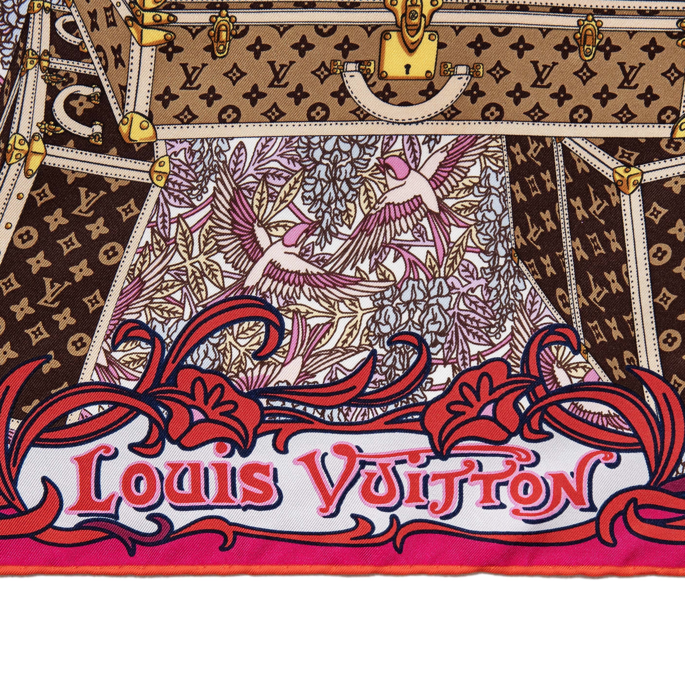 Louis Vuitton Fuchsia Silk Louis A Paris Square Scarf - Image 4