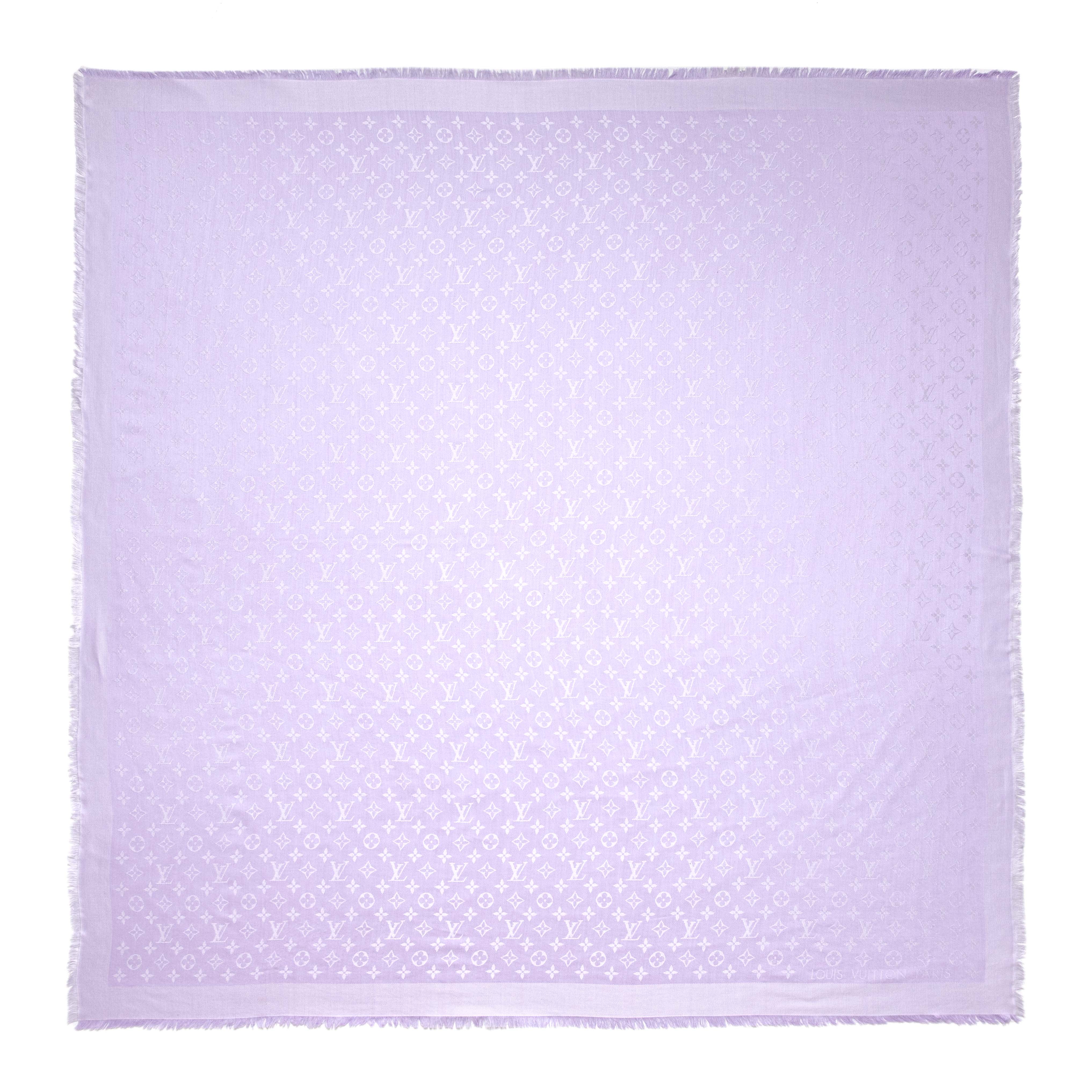 Louis Vuitton Mauve Silk Wool Monogram Shawl - Image 2