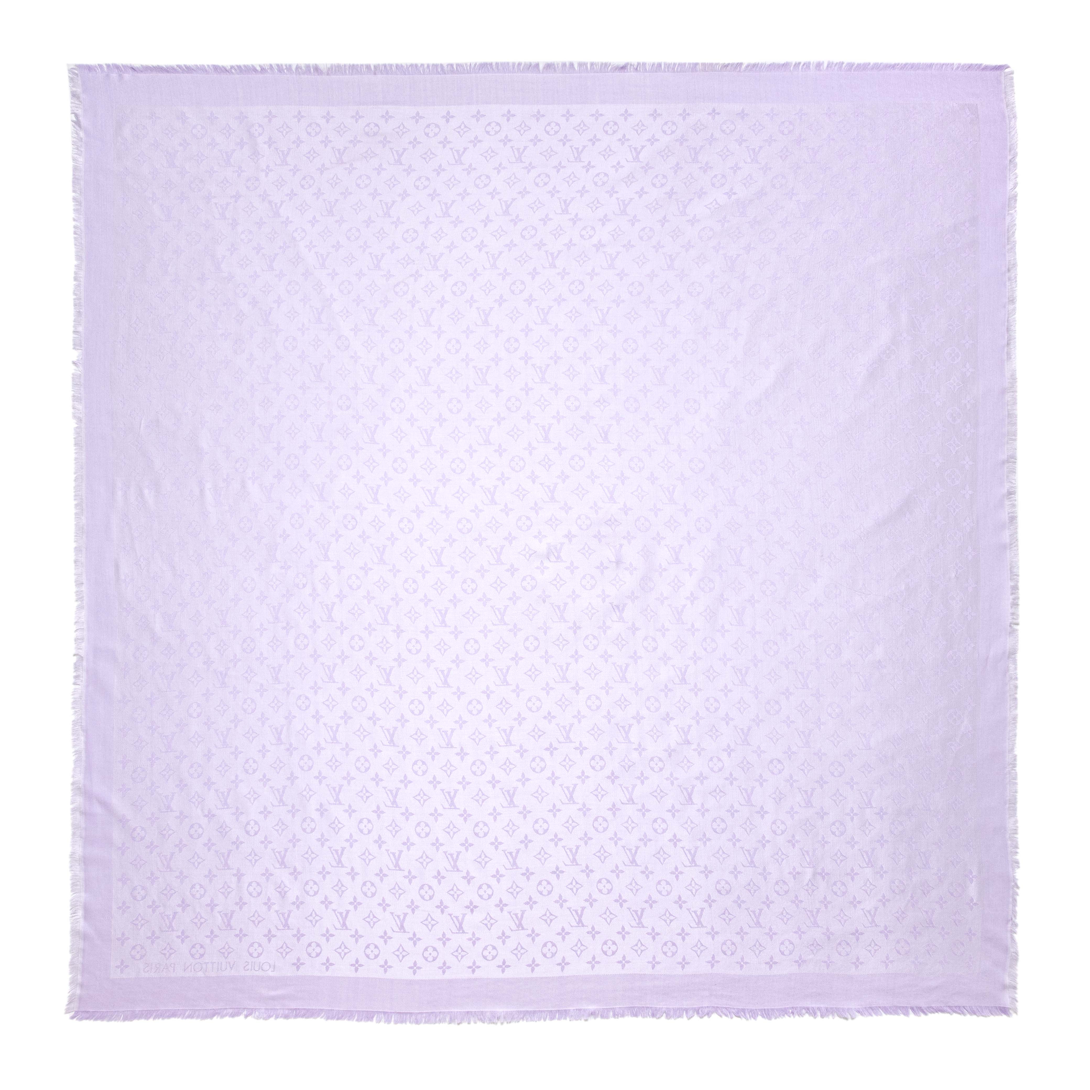 Louis Vuitton Mauve Silk Wool Monogram Shawl - Image 3
