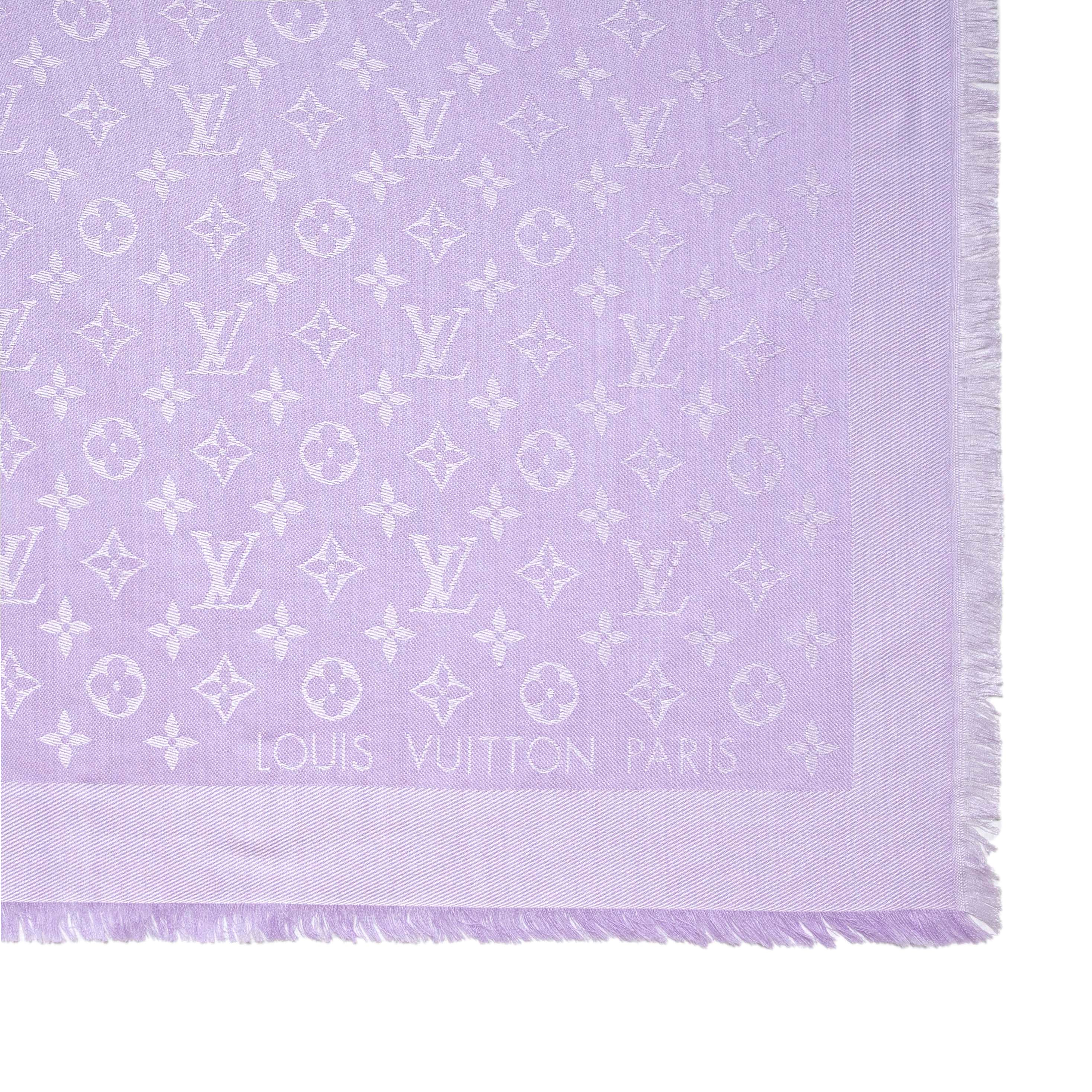 Louis Vuitton Mauve Silk Wool Monogram Shawl - Image 4