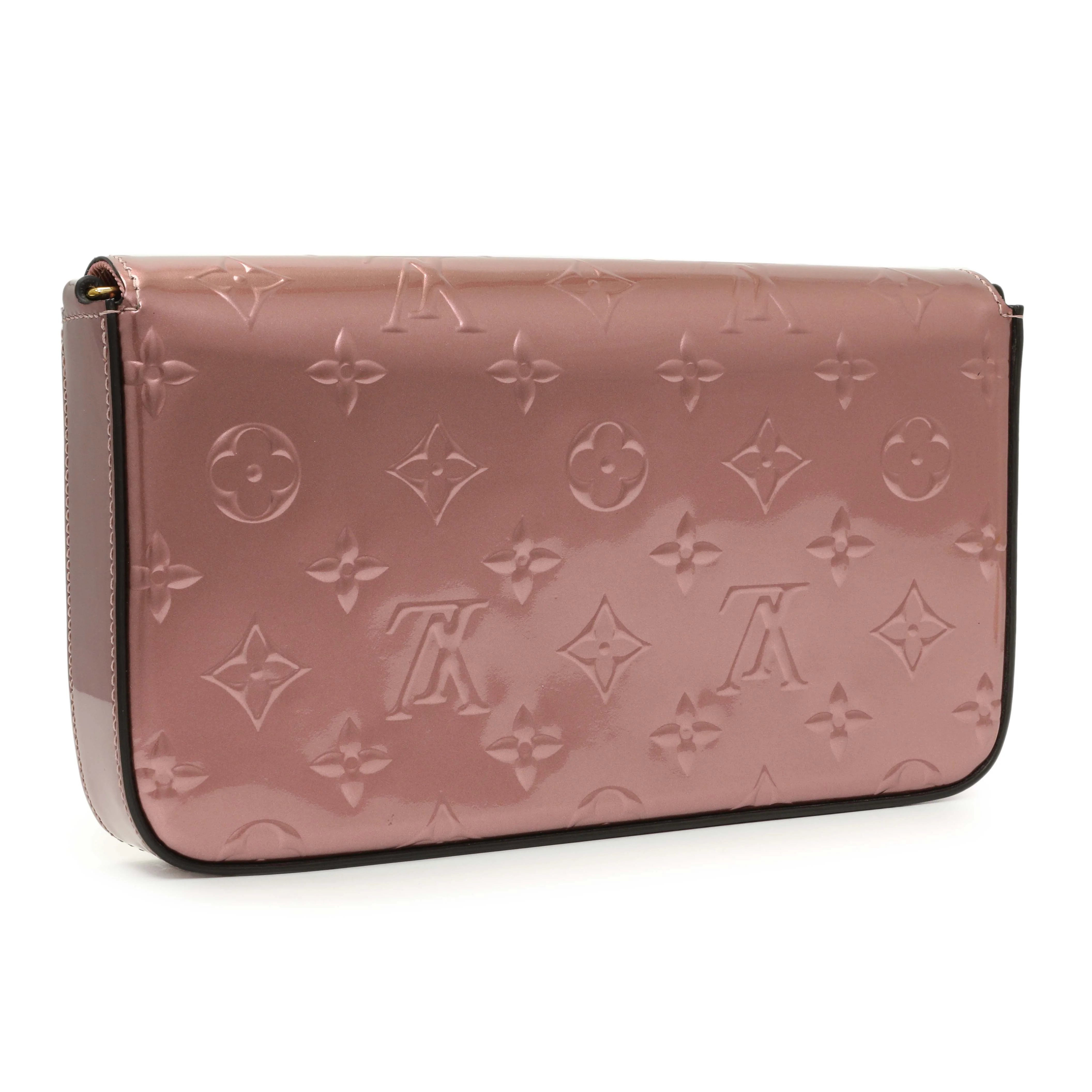 Louis Vuitton Metallic Pale Pink Vernis Pochette Felicie Chain Wallet - Image 2