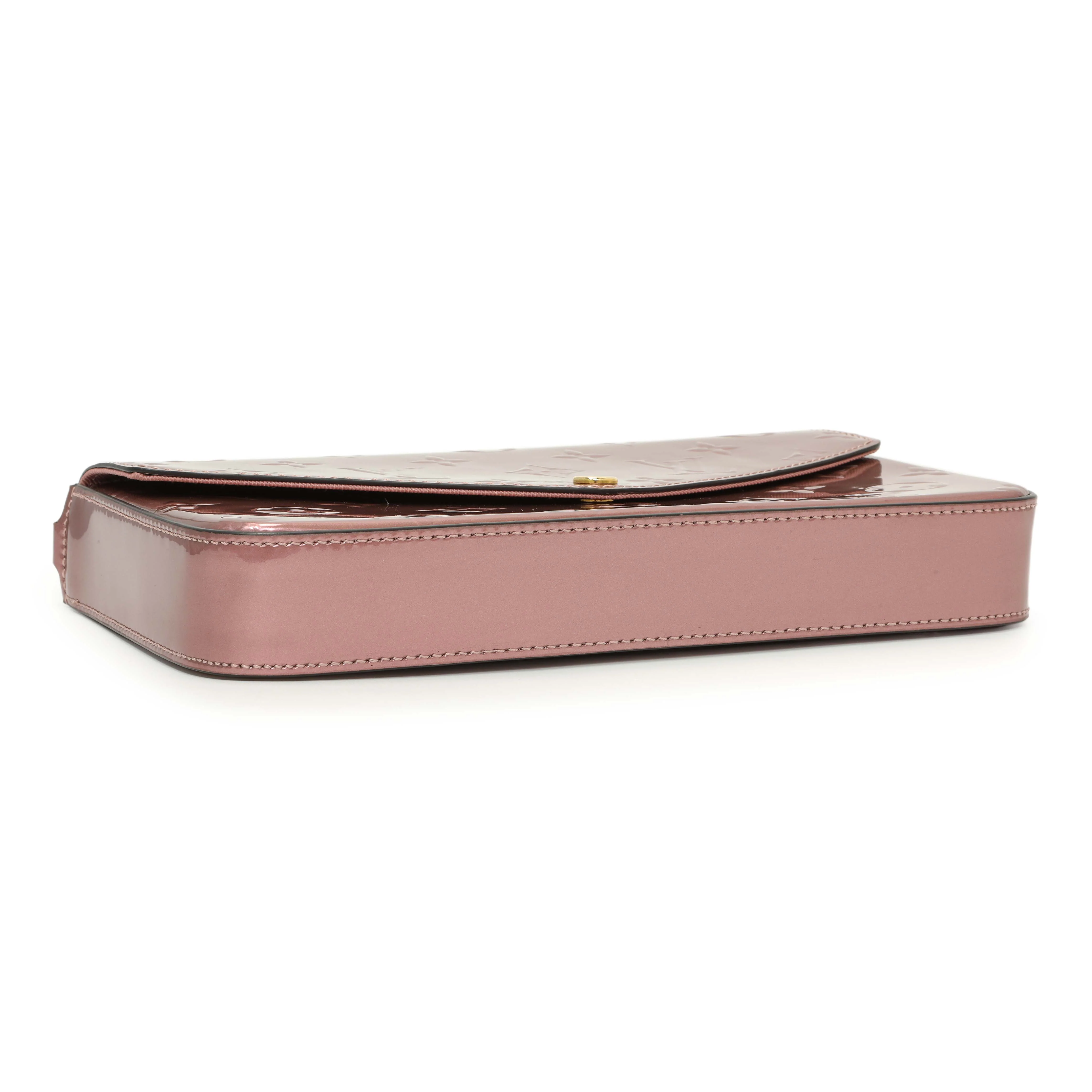 Louis Vuitton Metallic Pale Pink Vernis Pochette Felicie Chain Wallet - Image 3