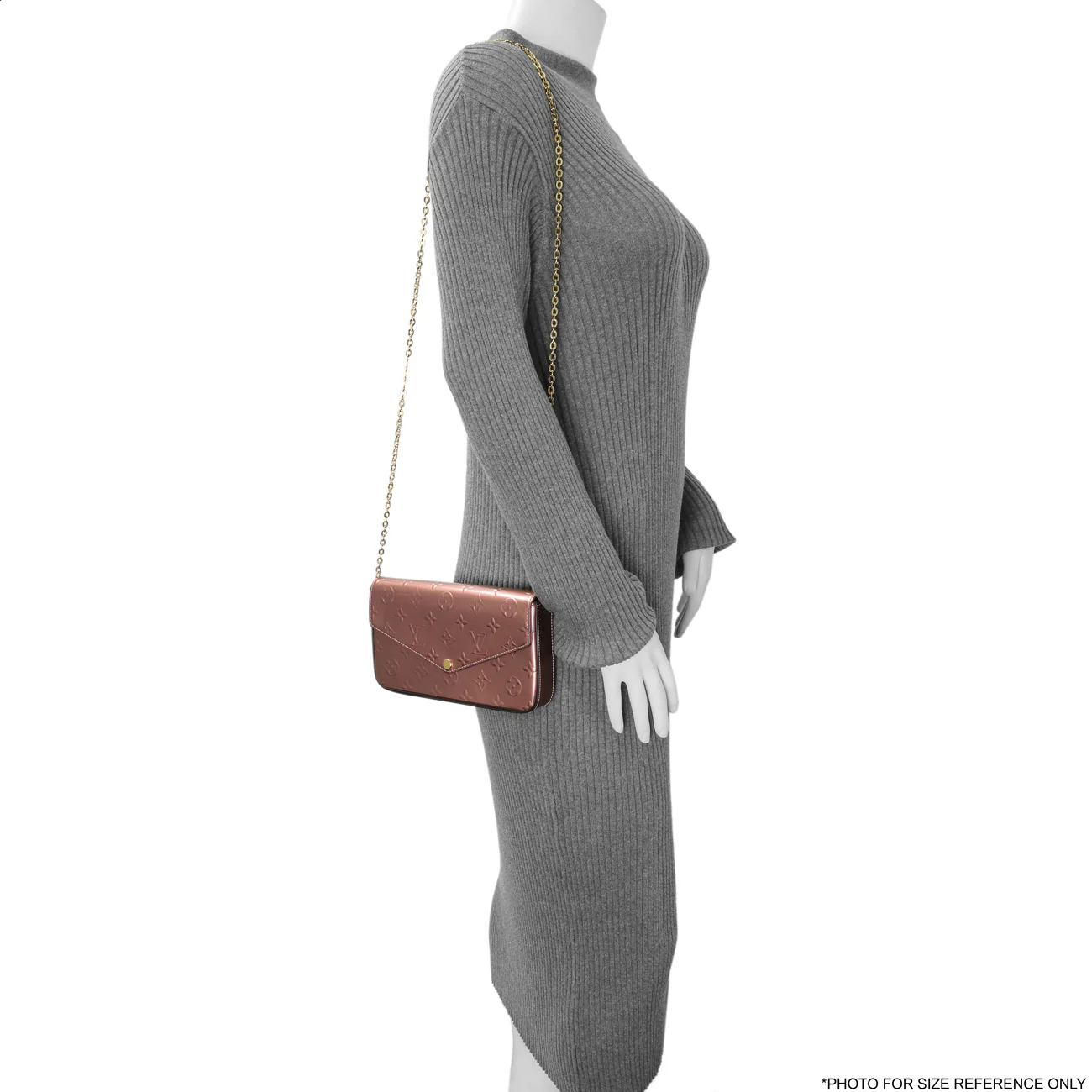 Louis Vuitton Metallic Pale Pink Vernis Pochette Felicie Chain Wallet - Image 7