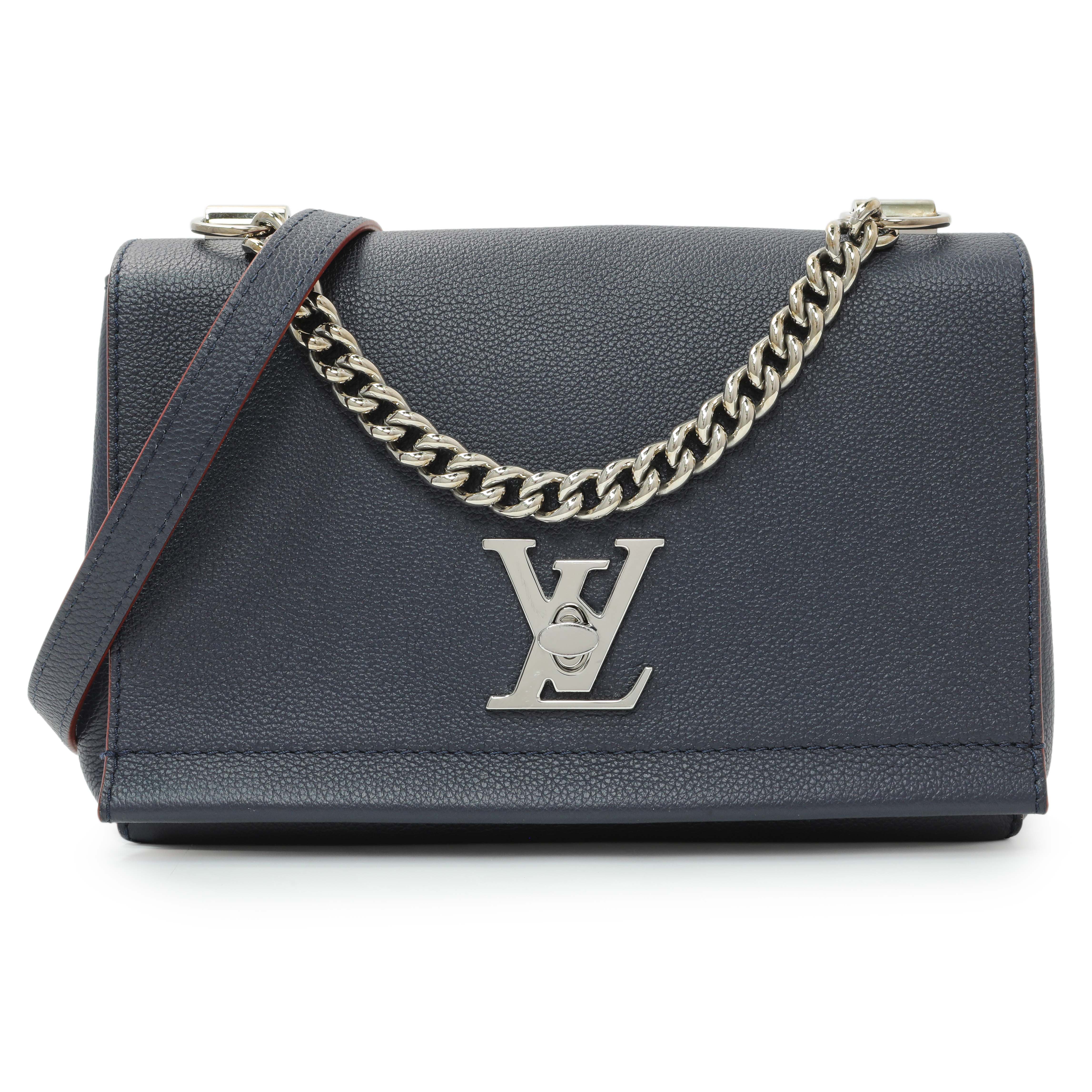 Louis Vuitton Navy Calfskin Lockme II Chain Bag BB