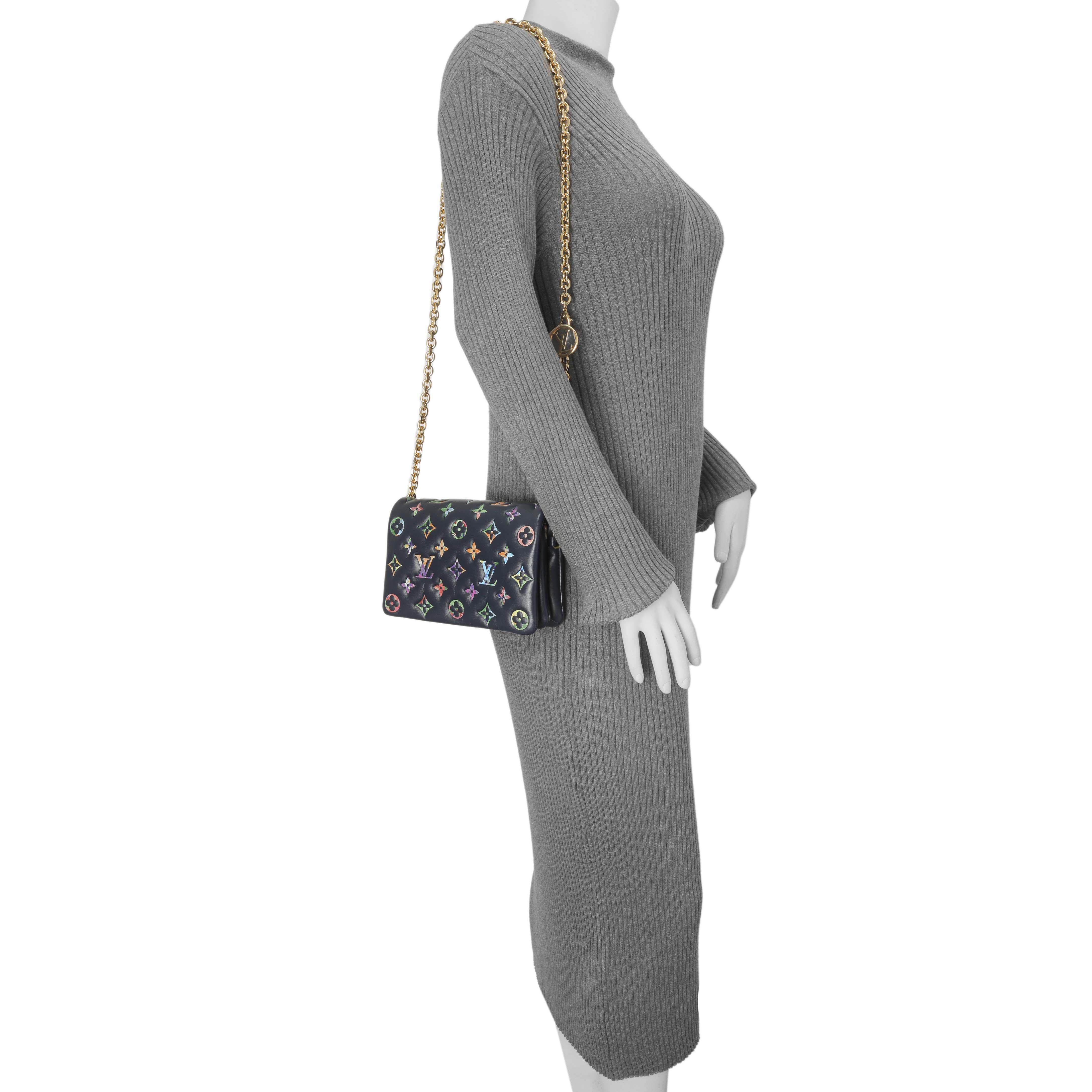Louis Vuitton Navy LV Garden Embossed Lambskin Pochette Coussin - Image 6