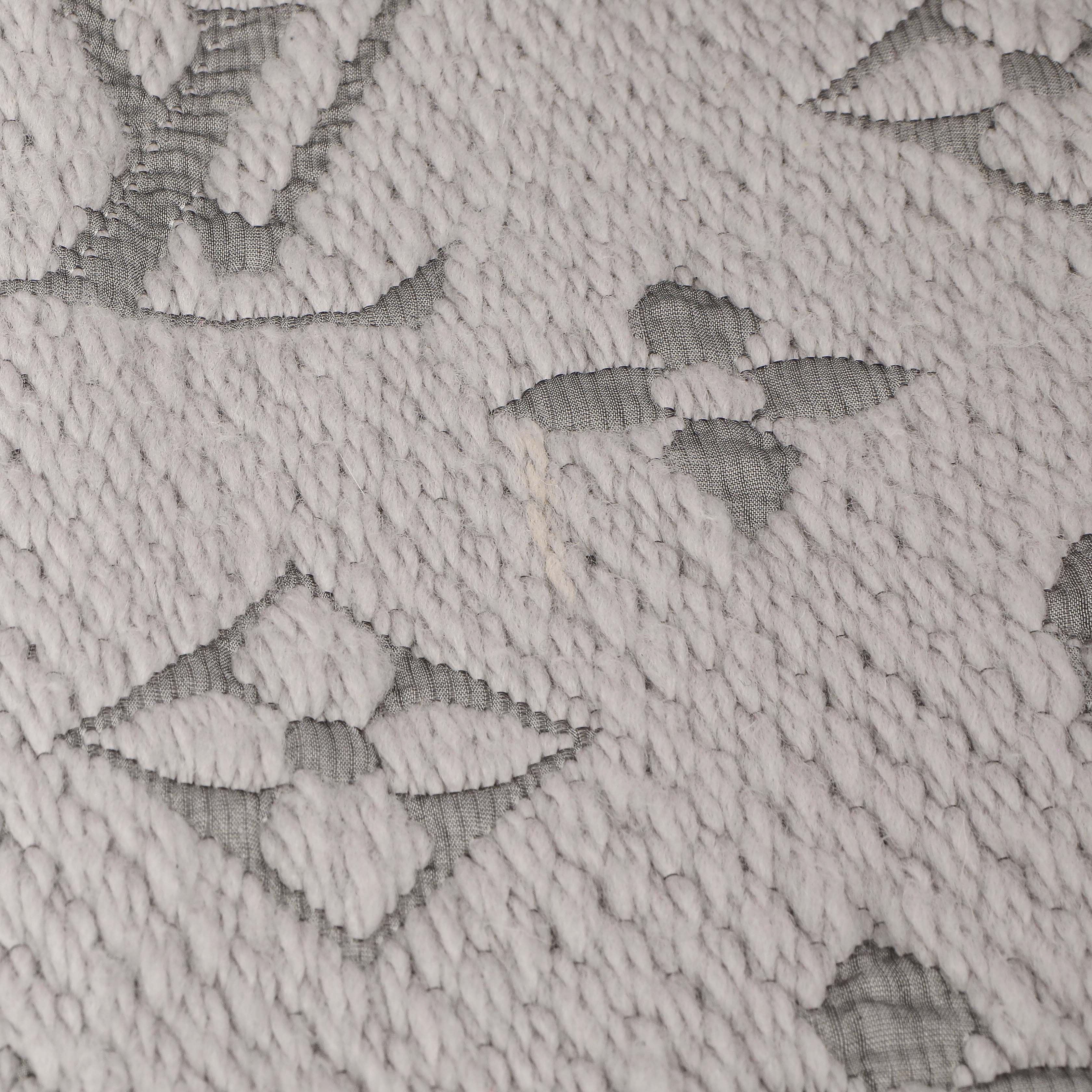 Louis Vuitton Pearl Grey Wool Silk Logomania Scarf - Image 4