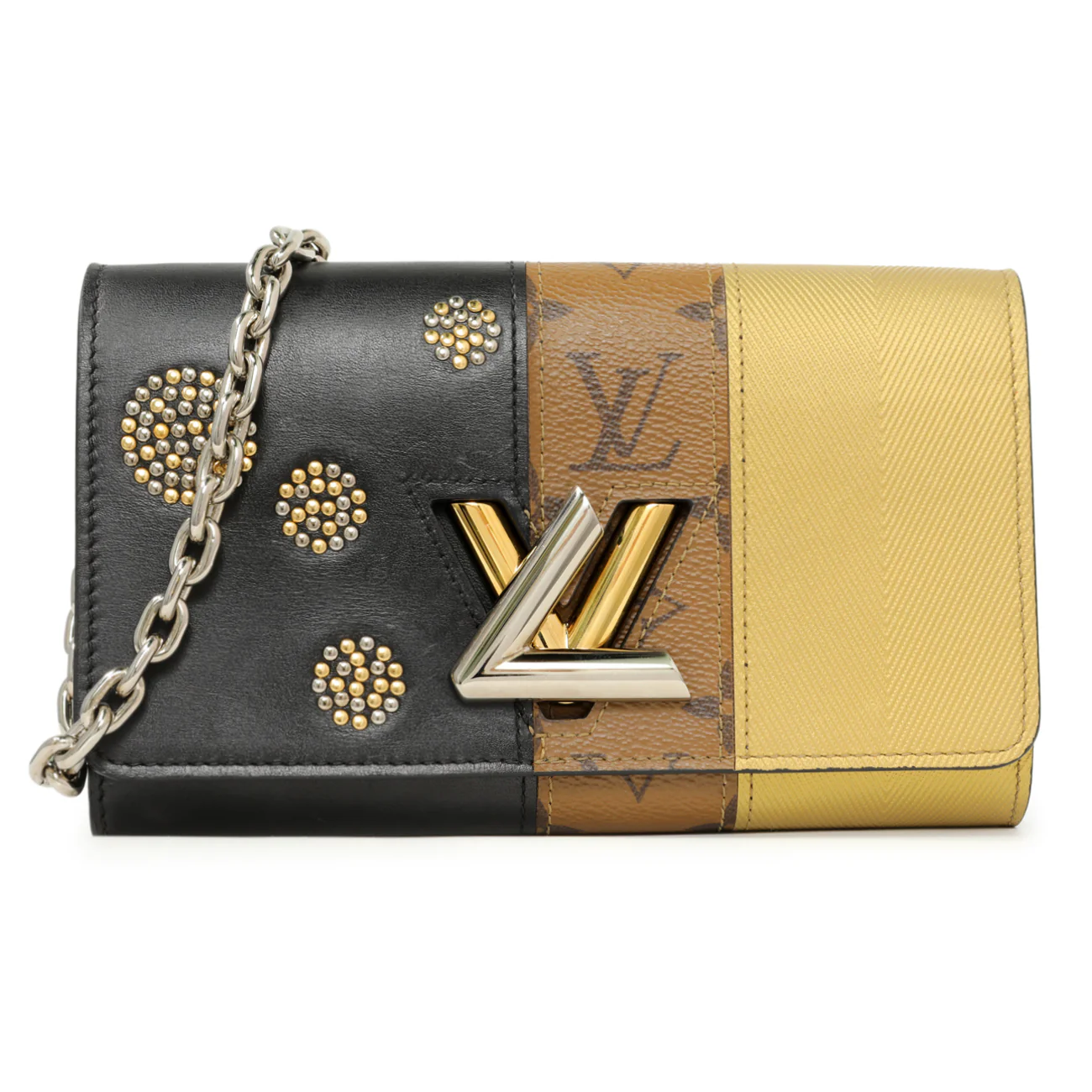 Louis Vuitton Reverse Monogram Studded Night Lights Twist Chain Wallet