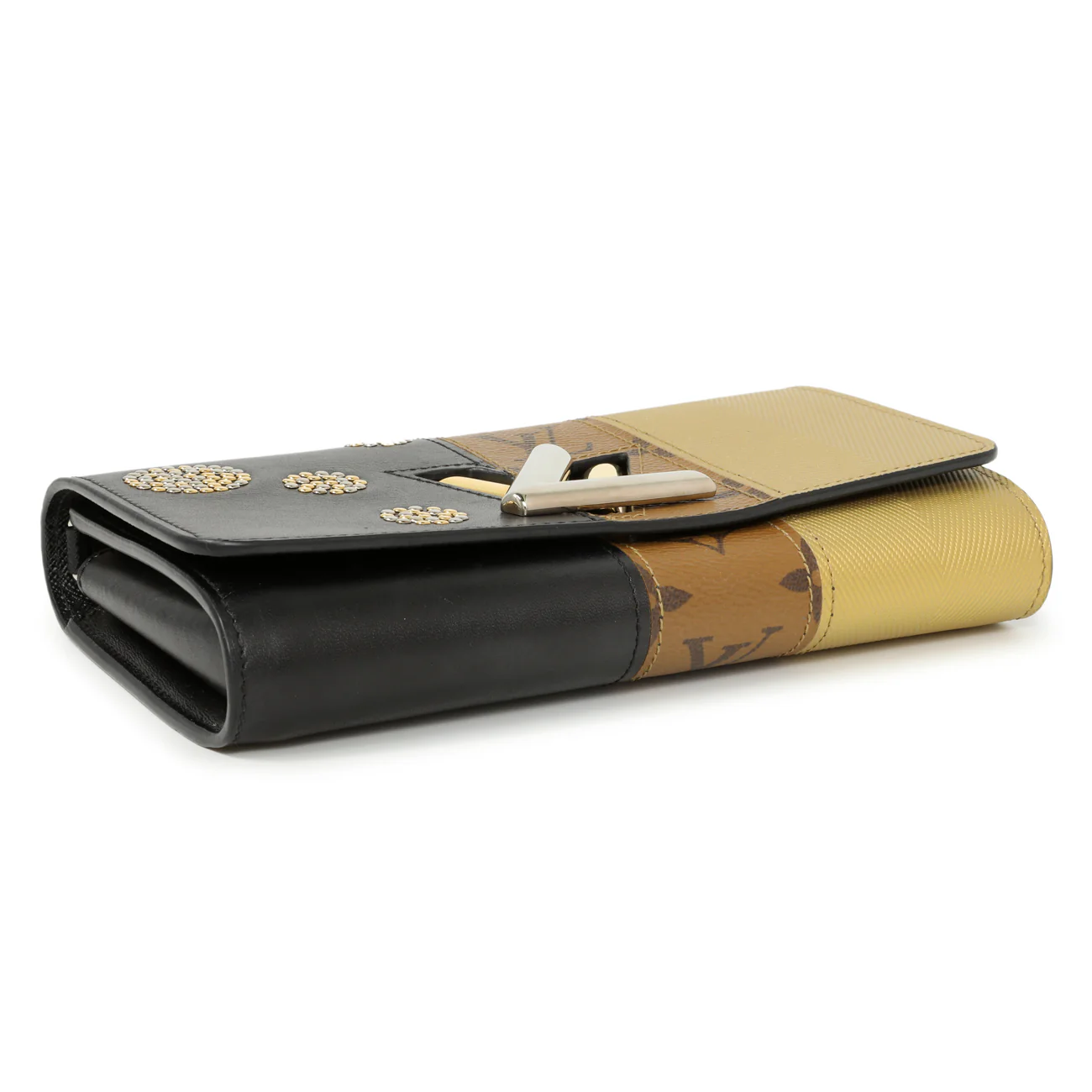 Louis Vuitton Reverse Monogram Studded Night Lights Twist Chain Wallet - Image 3