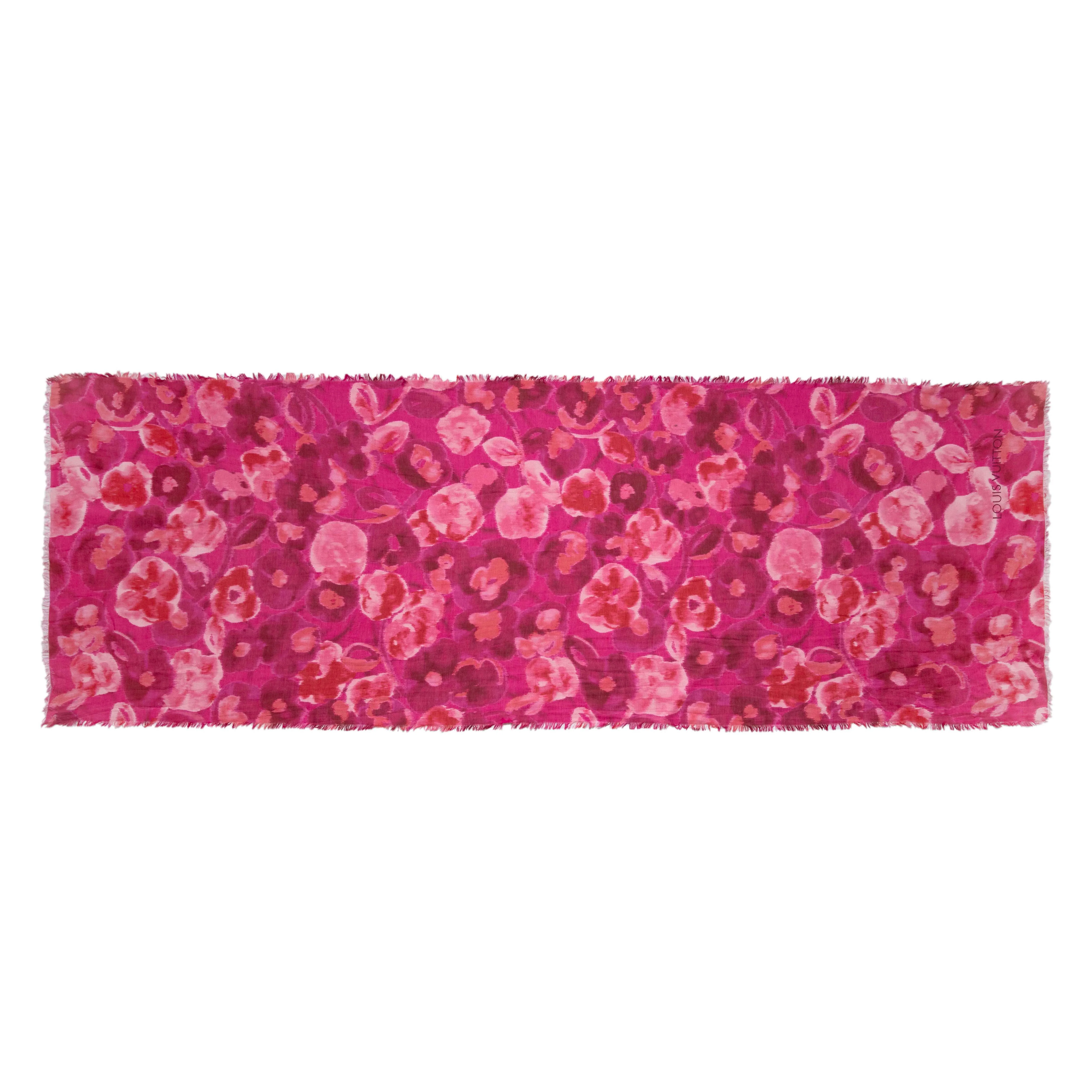 Louis Vuitton Rose Indien Silk Cotton Ikat Scarf - Image 2