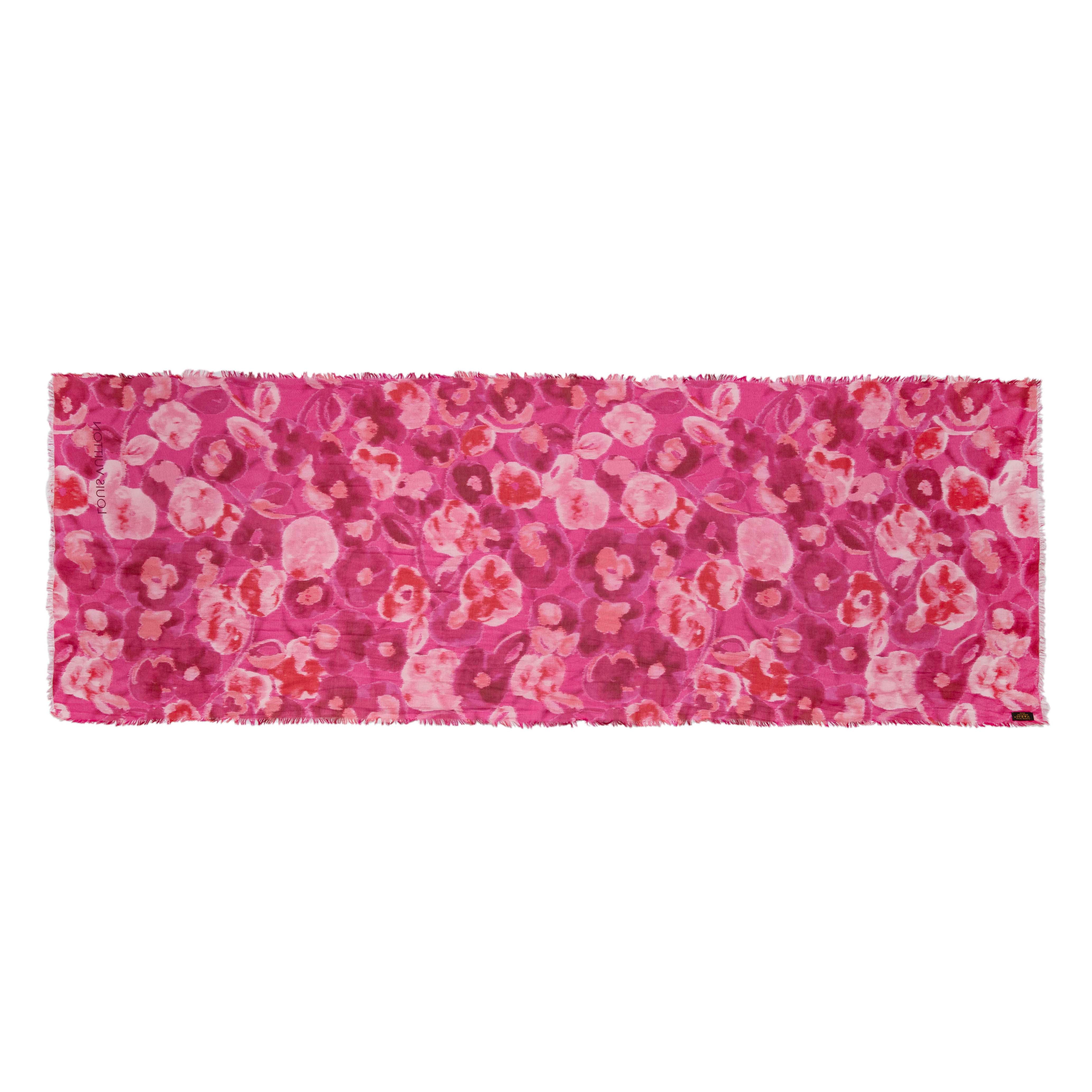 Louis Vuitton Rose Indien Silk Cotton Ikat Scarf - Image 3