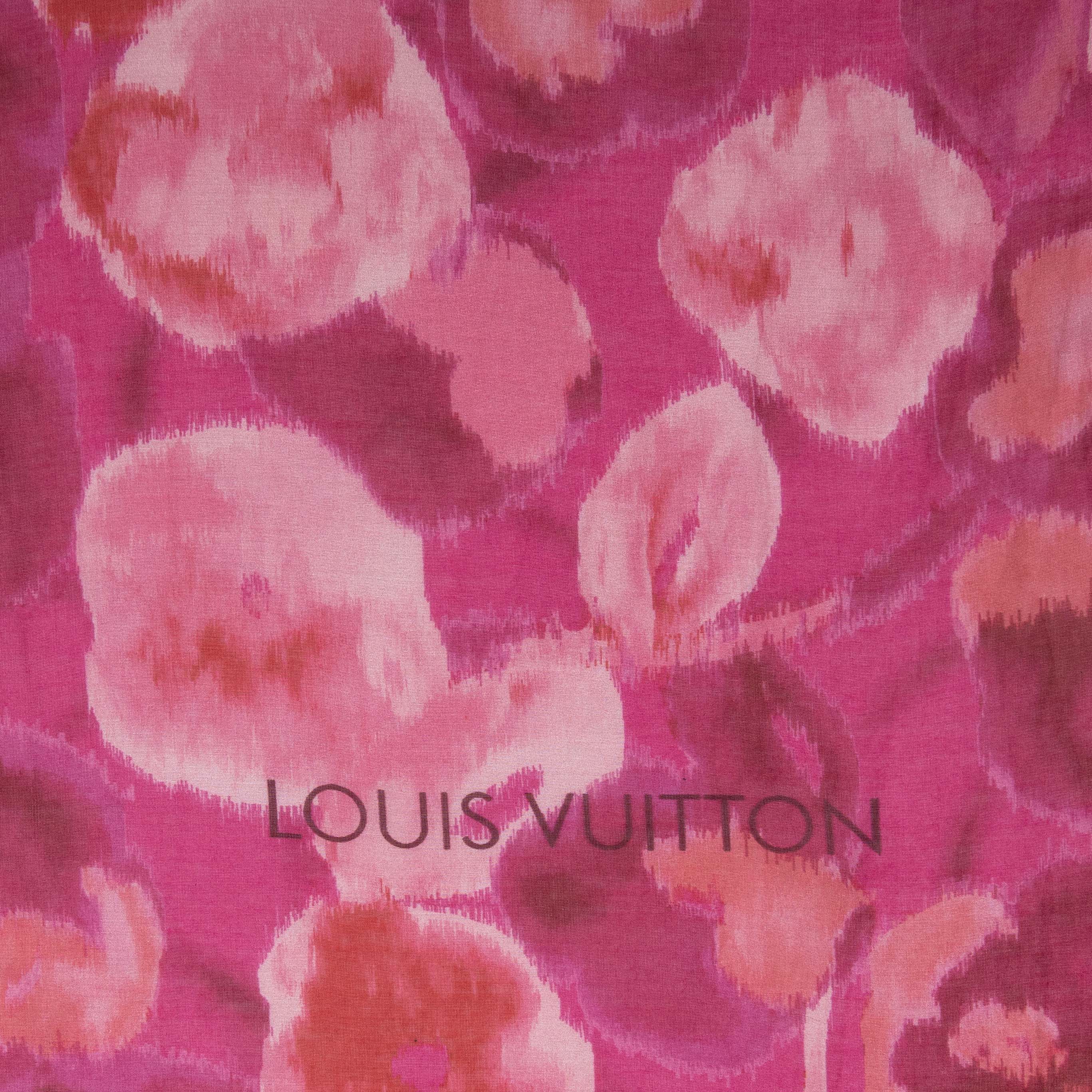 Louis Vuitton Rose Indien Silk Cotton Ikat Scarf - Image 4