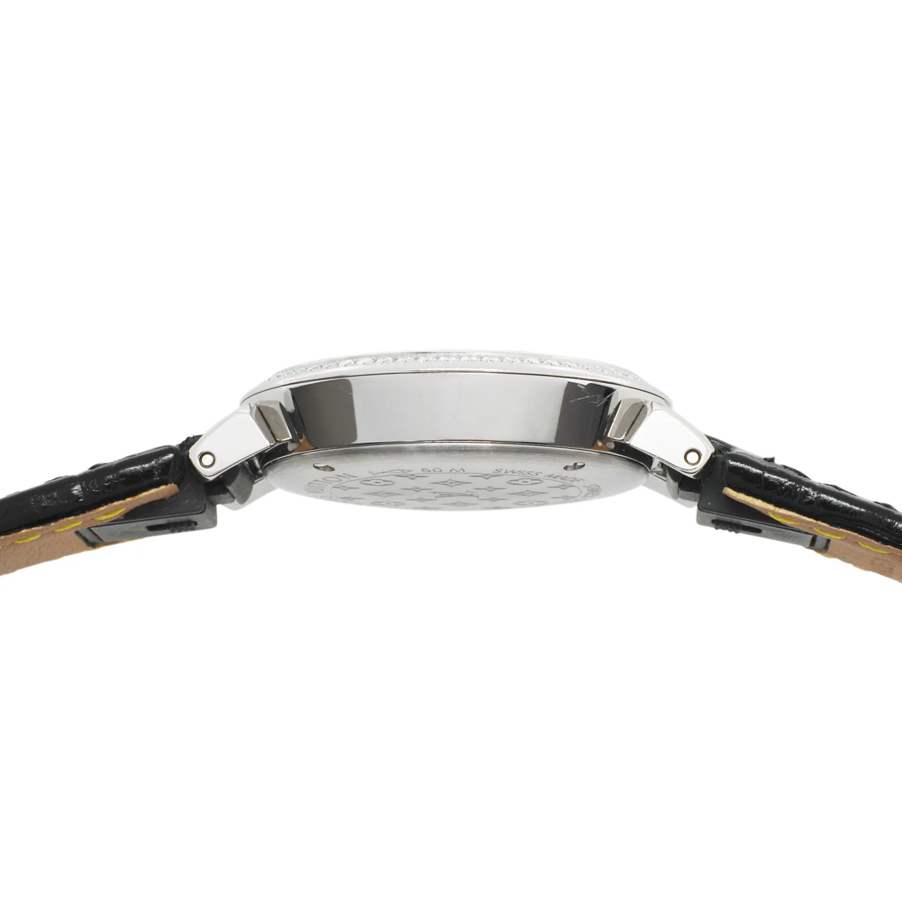 Louis Vuitton Stainless Steel Diamond Tambour Slim Quartz QBB117 - Image 3