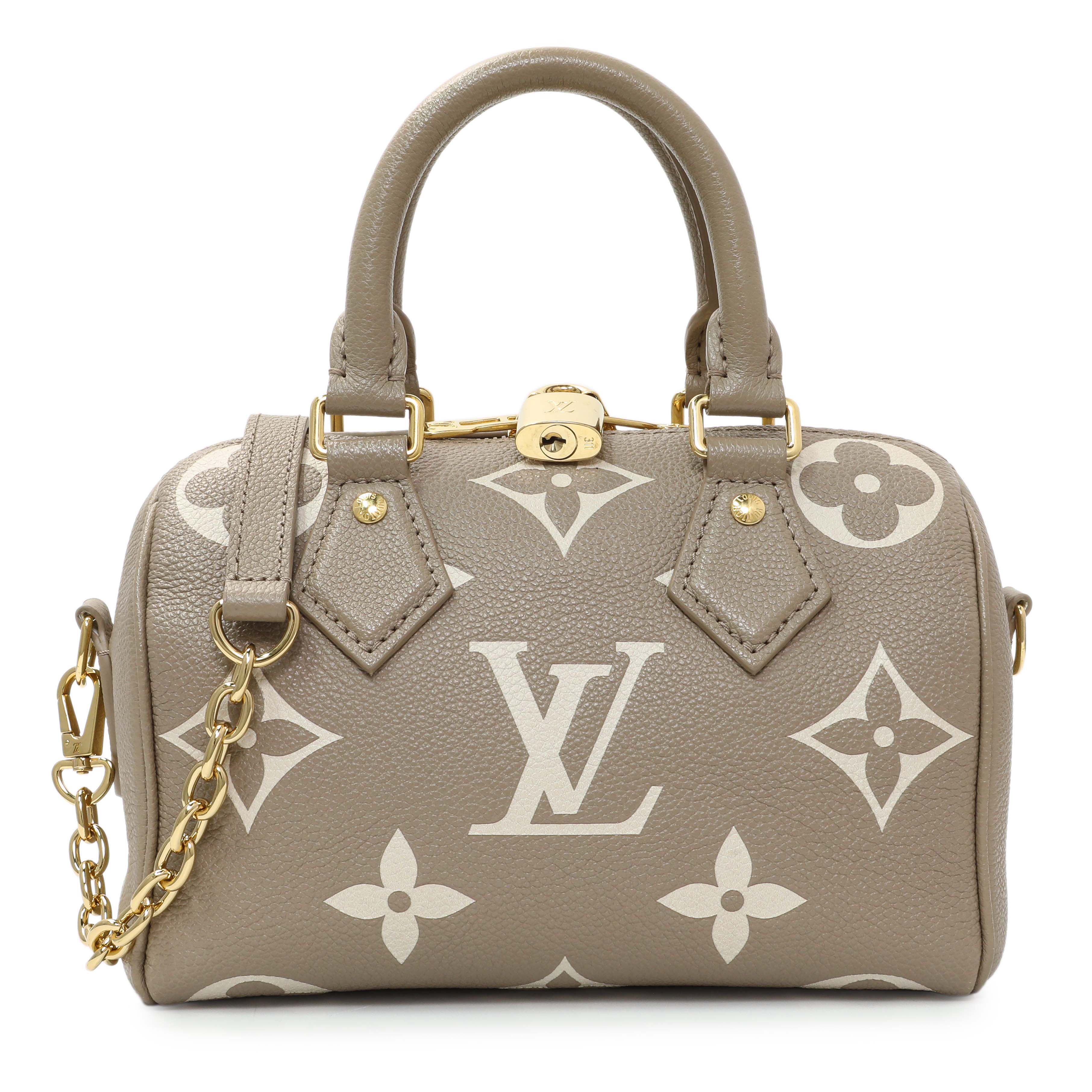 Louis Vuitton Tourterelle Creme Empreinte Monogram Giant Speedy 20 Bandouliere