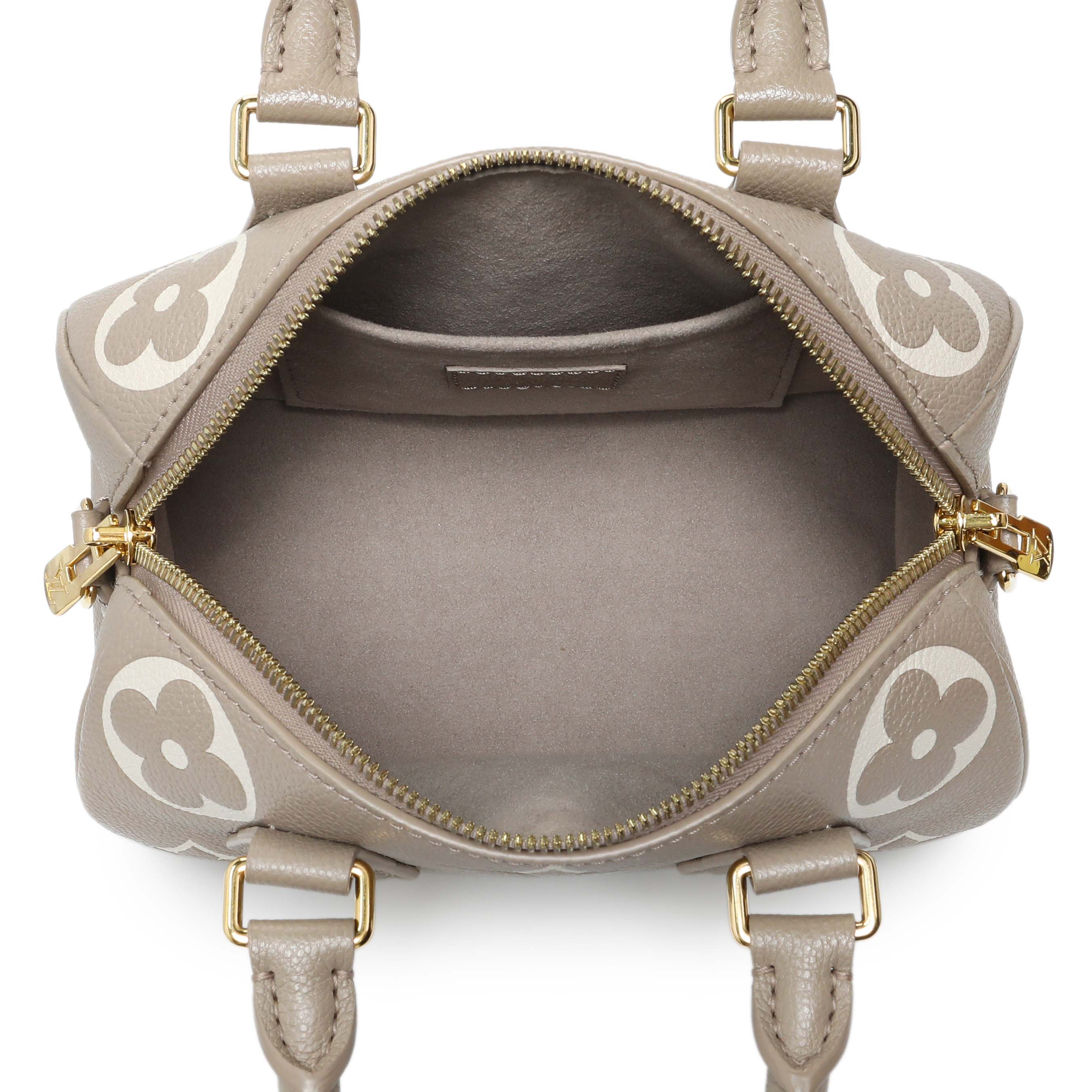 Louis Vuitton Tourterelle Creme Empreinte Monogram Giant Speedy 20 Bandouliere - Image 8