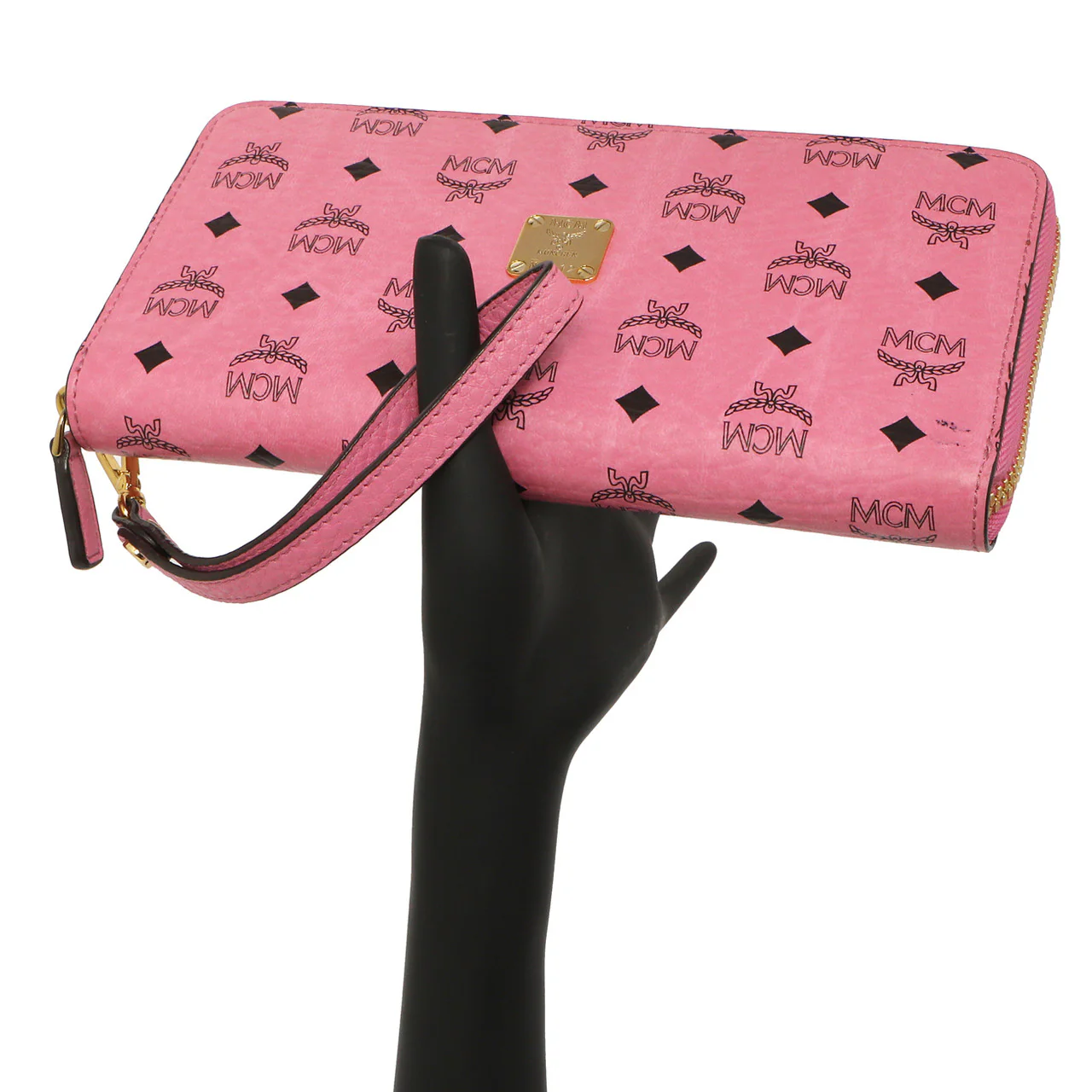 MCM Pink Visetos Zip Around Wristlet Wallet - Image 11
