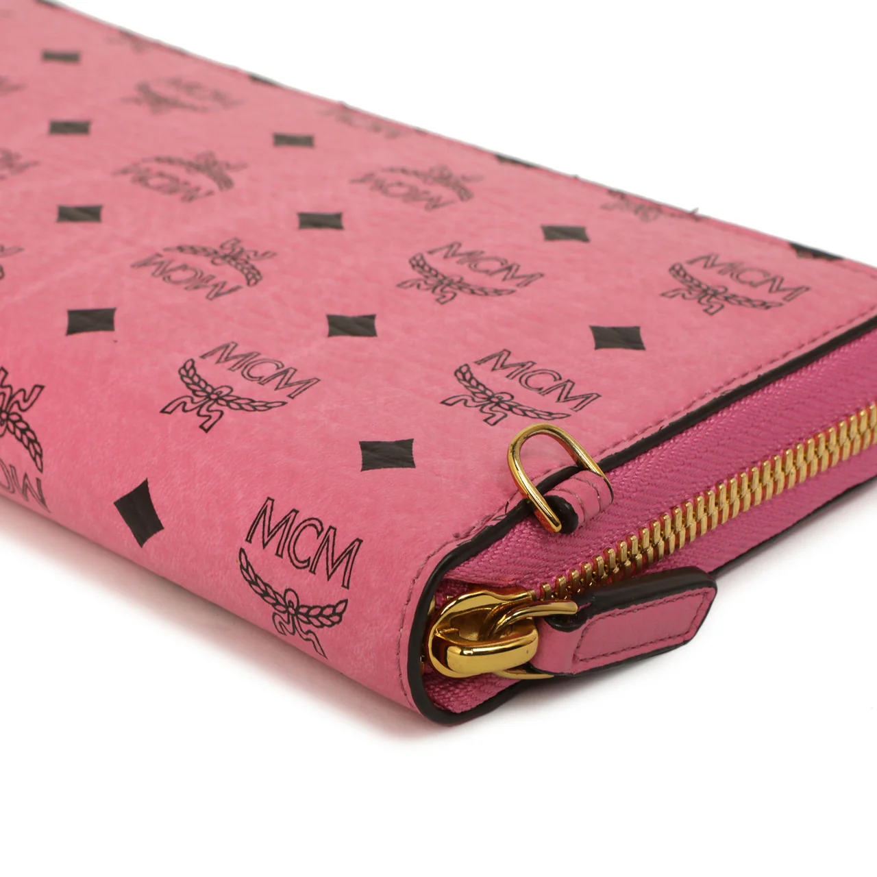 MCM Pink Visetos Zip Around Wristlet Wallet - Image 7