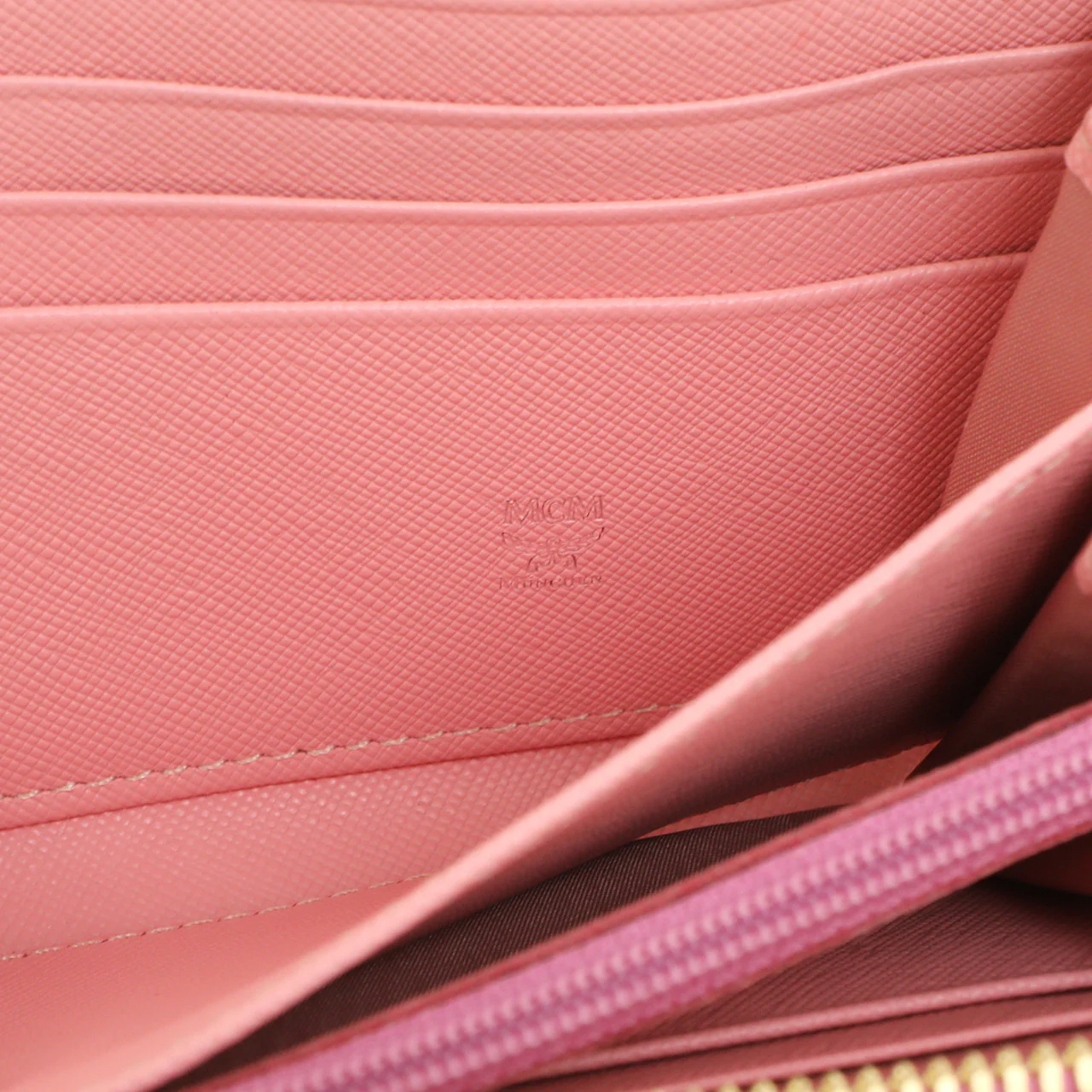 MCM Pink Visetos Zip Around Wristlet Wallet - Image 9
