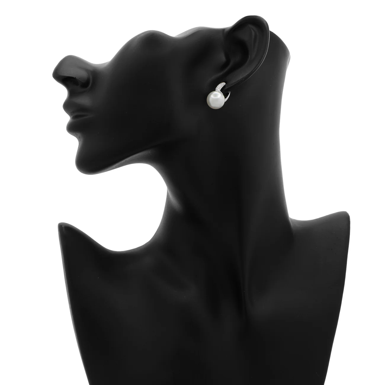 Mikimoto 18K White Gold Diamond Classic Elegance White South Sea Cultured Pearl Earrings - Image 3
