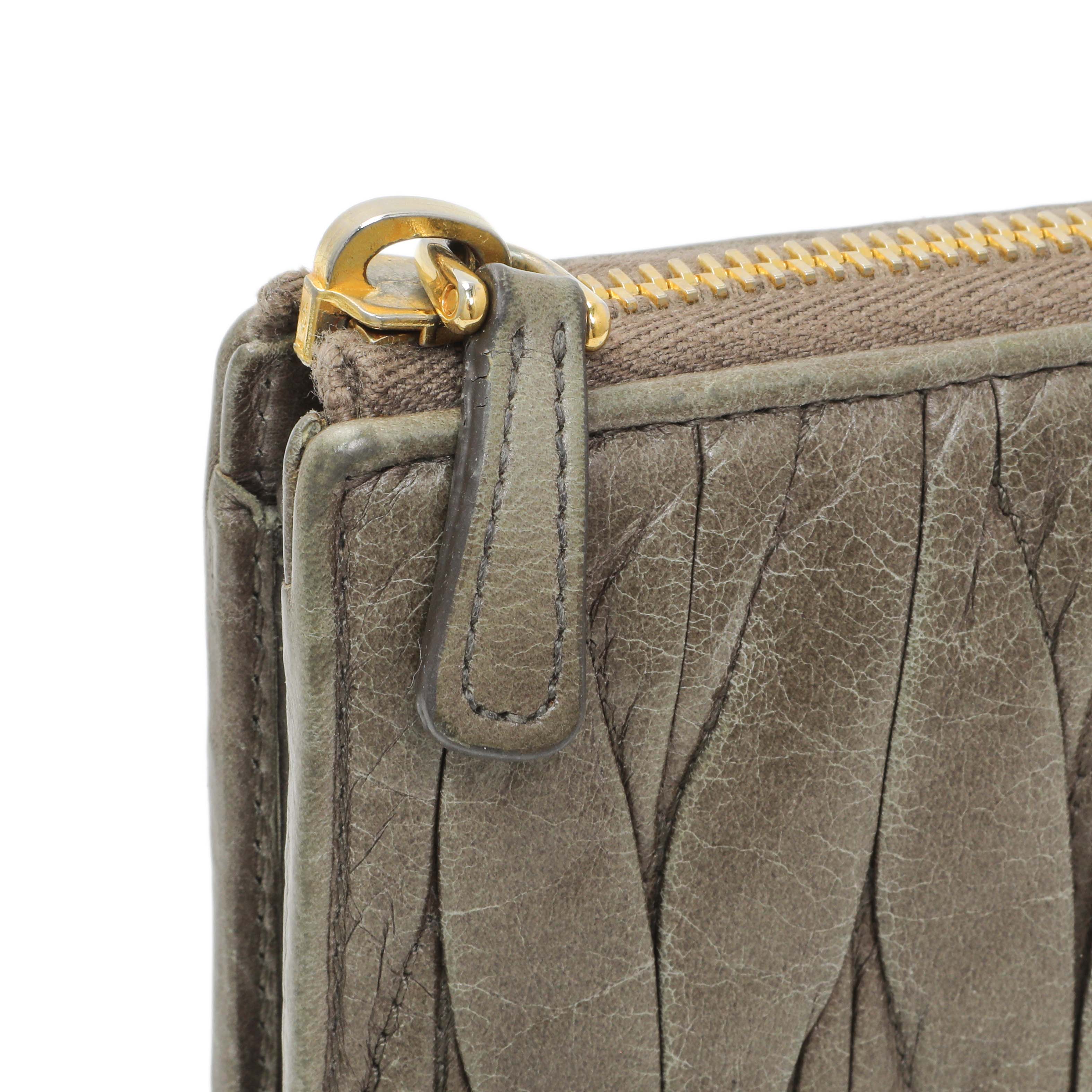 Miu Miu Grey Nappa Matelasse Zip Wallet - Image 7