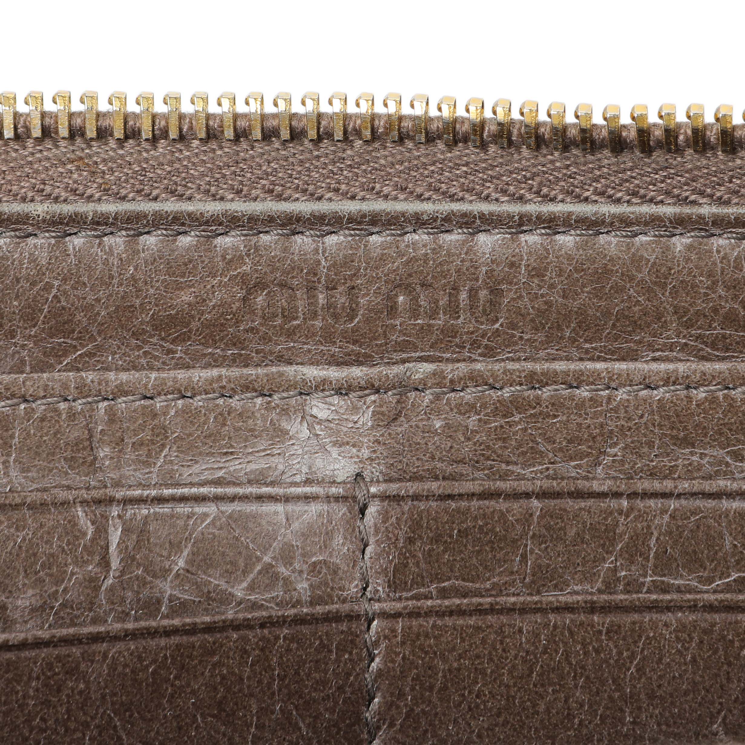 Miu Miu Grey Nappa Matelasse Zip Wallet - Image 9