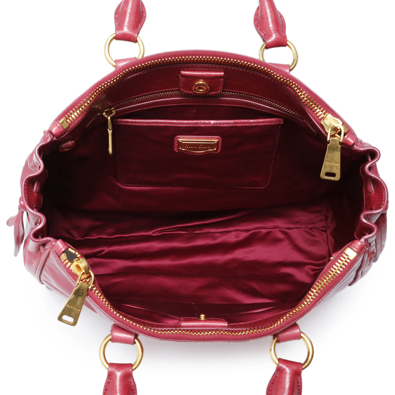 Miu Miu Pink Vitello Shine Double Zip Tote - Image 8