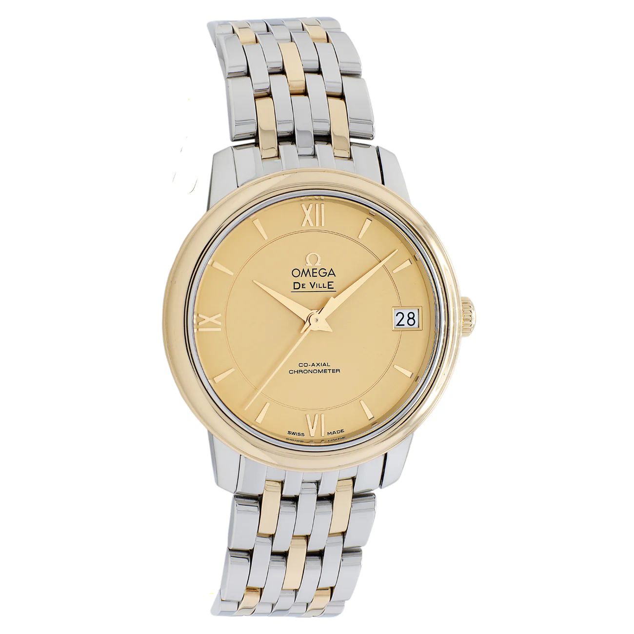 Omega Stainless Steel 18K Yellow Gold De Ville Prestige 424.20.33.20.08.001
