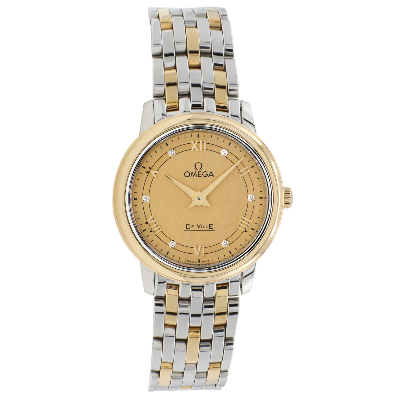Omega Stainless Steel 18K Yellow Gold De Ville Prestige Quartz 424.20.27.60.58.004