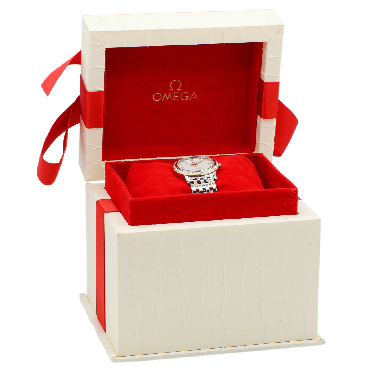 Omega Stainless Steel 18K Yellow Gold Diamond De Ville Prestige 413.25.27.60.55.001 - Image 5