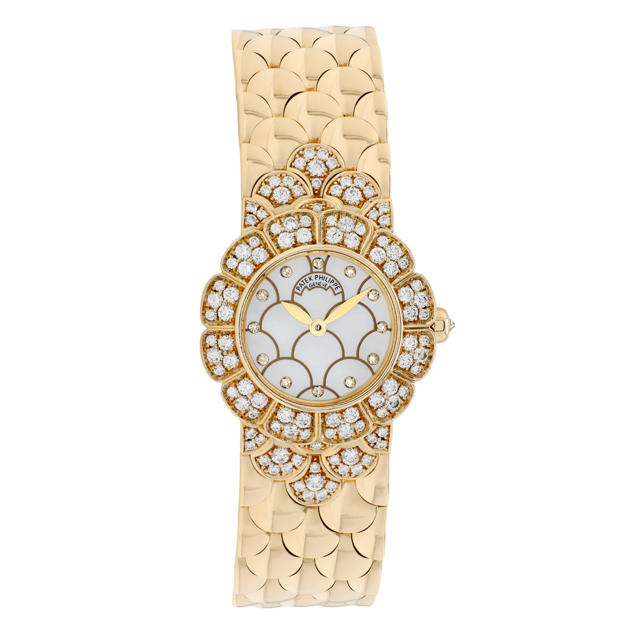 Patek Philippe 18K Yellow Gold Mother of Pearl Diamond Neptune 4872