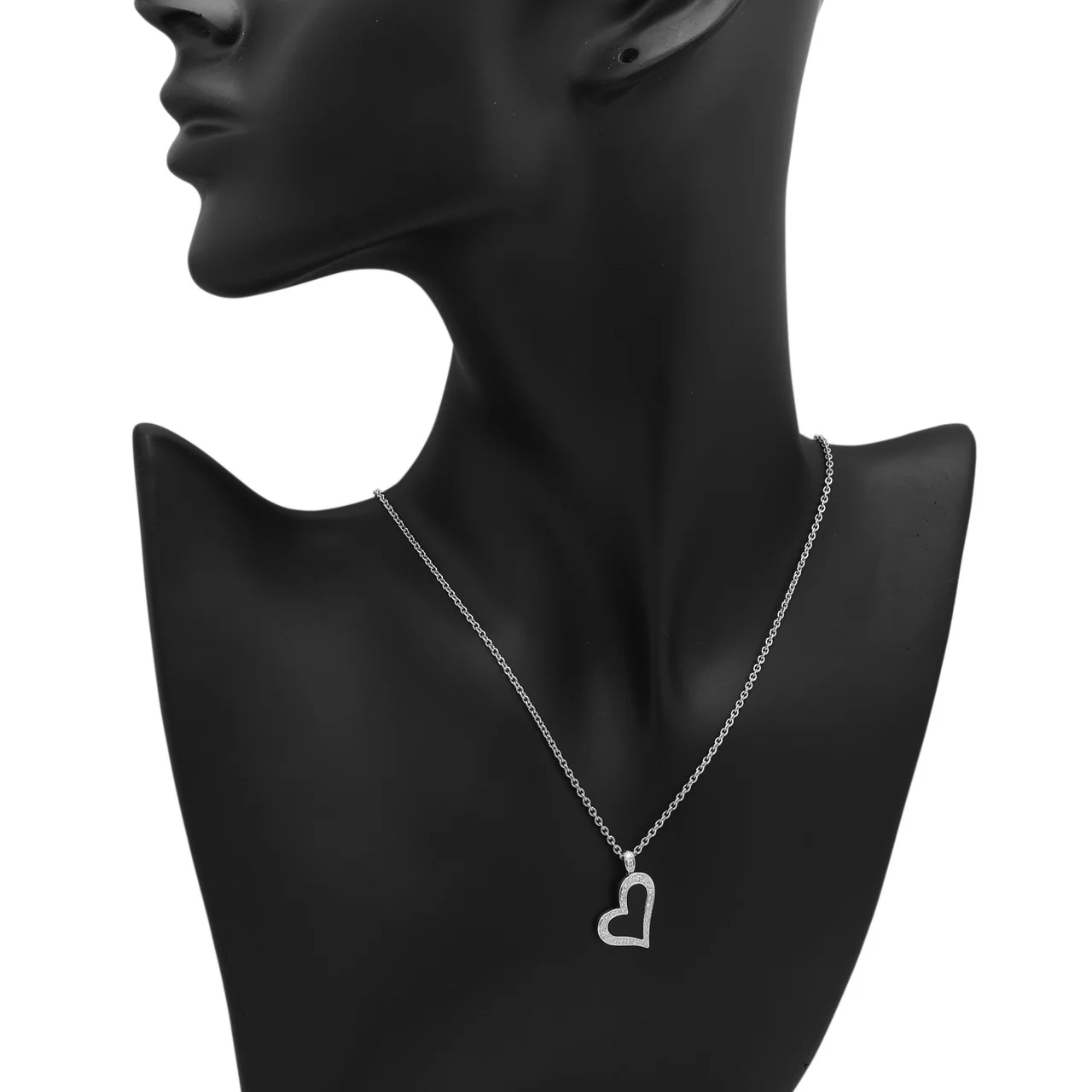 Piaget 18K White Gold Diamond Onyx Limelight Heart Pendant - Image 4