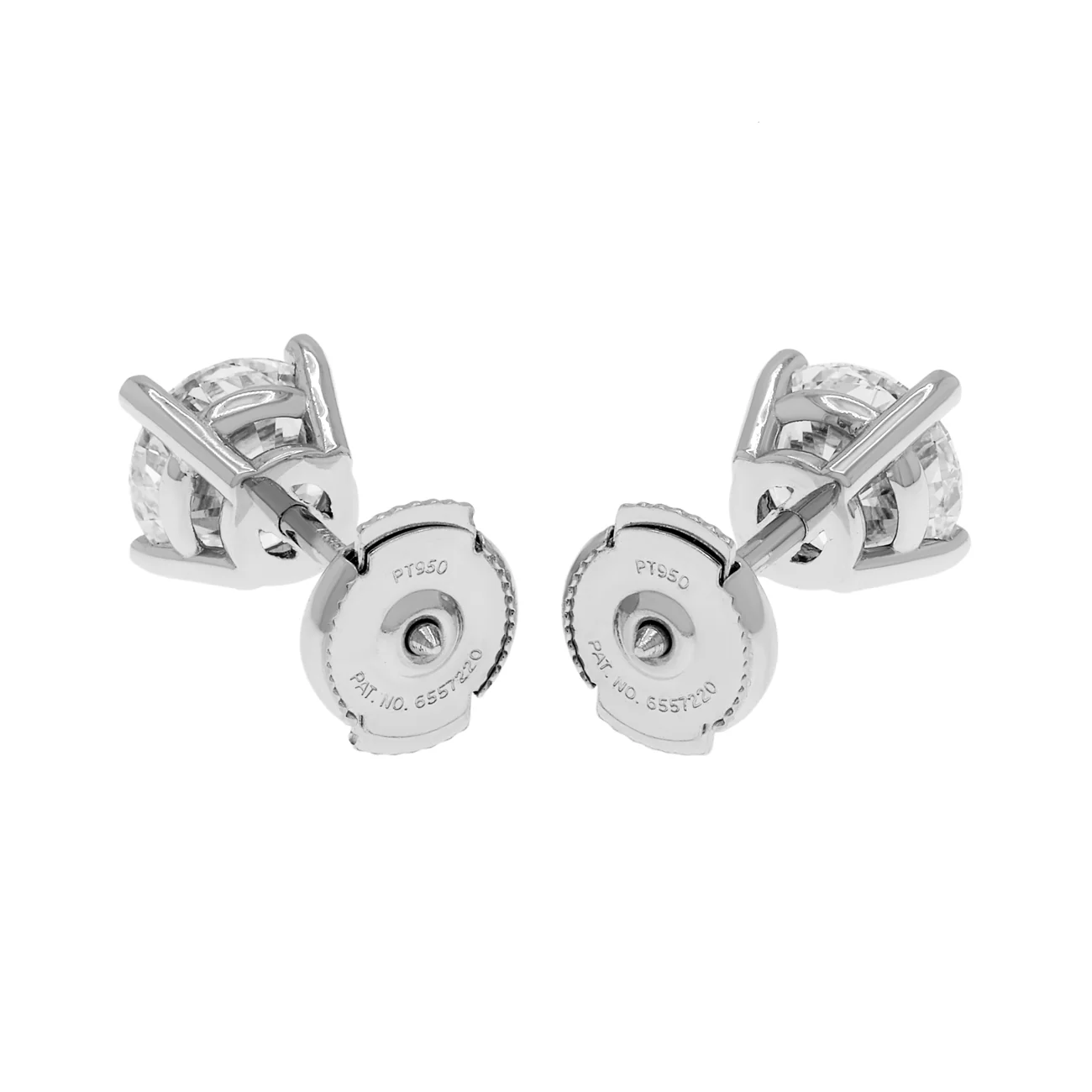Platinum 3.03 Carat Diamond Stud Earrings - Image 2