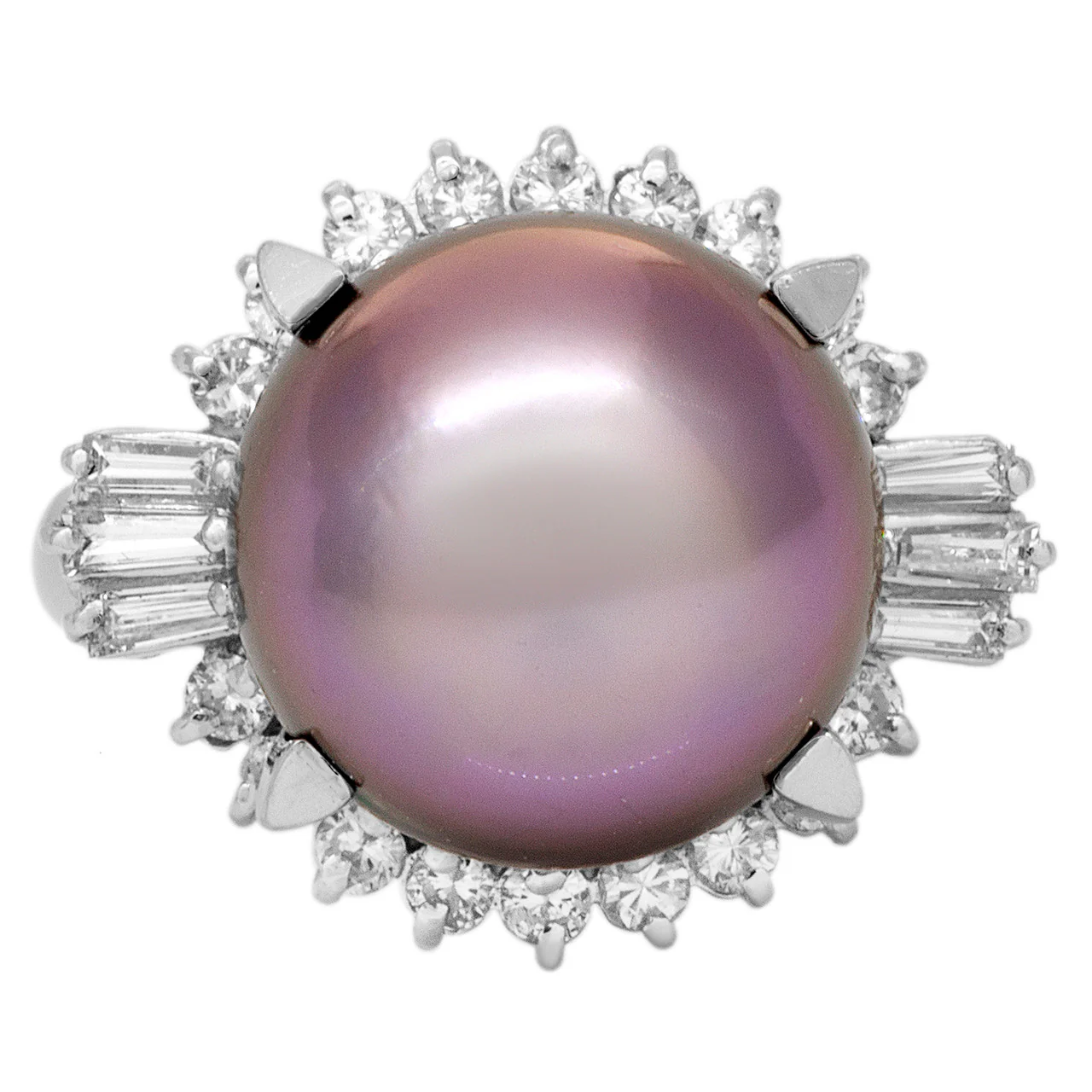 Platinum South Sea Pearl & Diamond Ring
