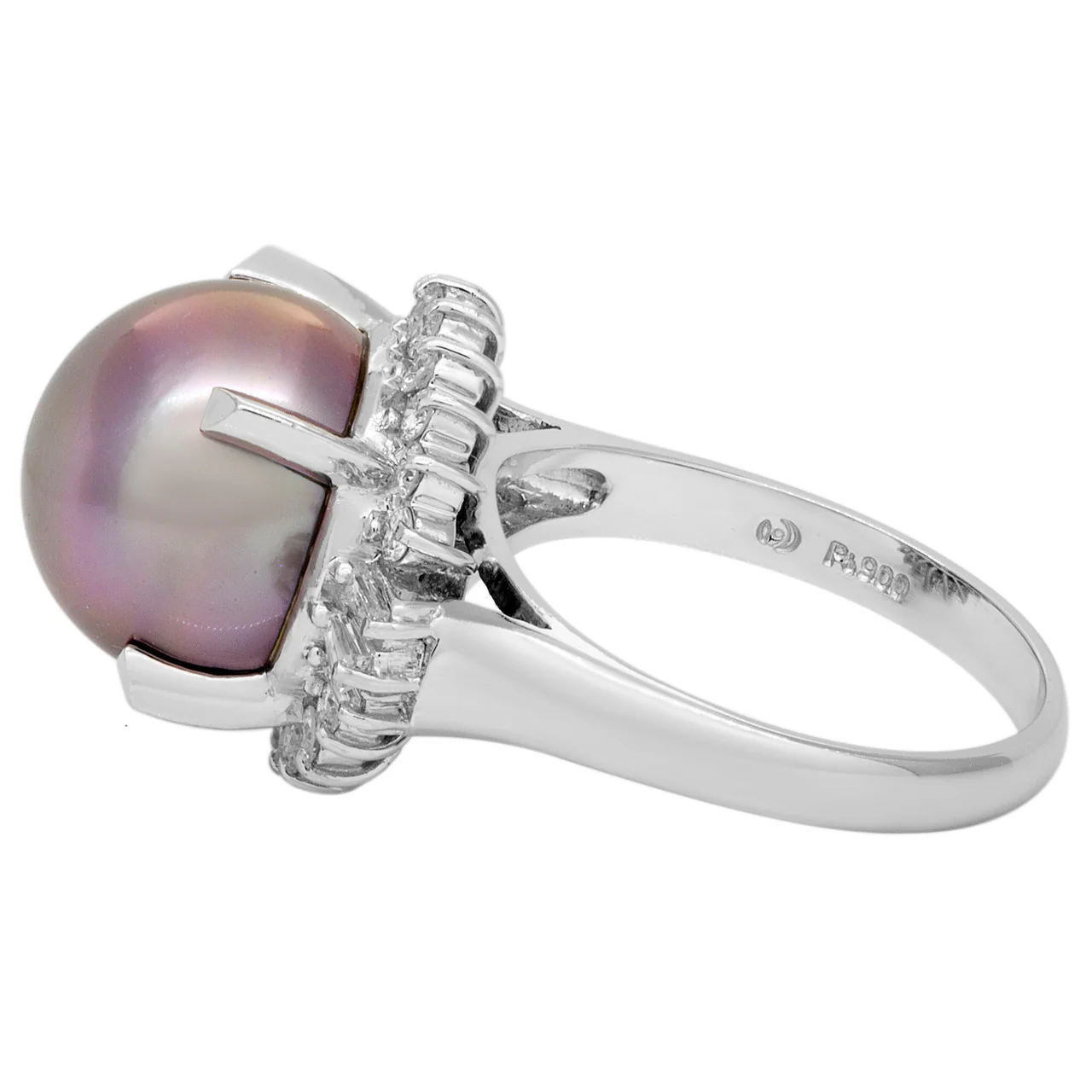 Platinum South Sea Pearl & Diamond Ring - Image 2